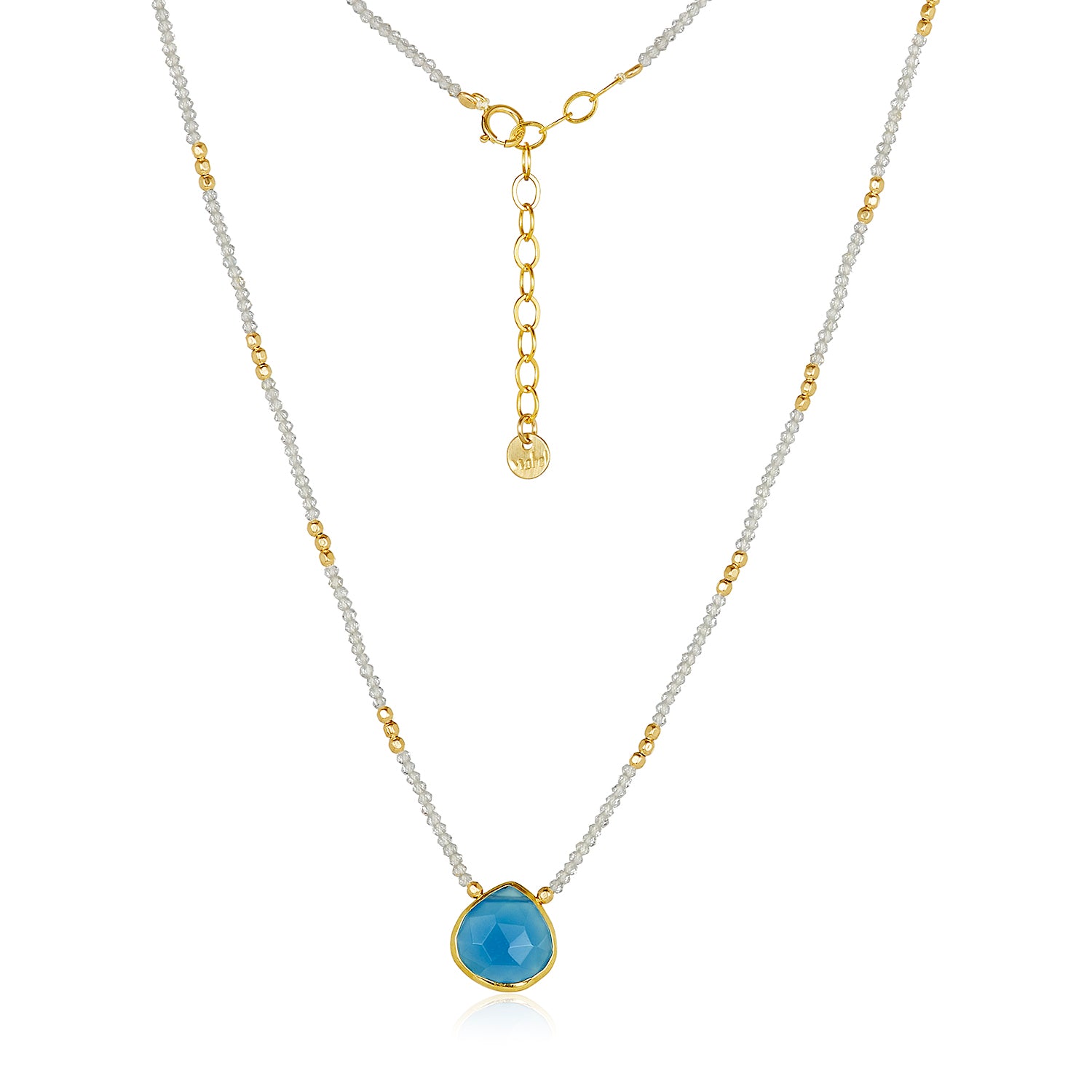 Center Gem Dainty Beads Necklace