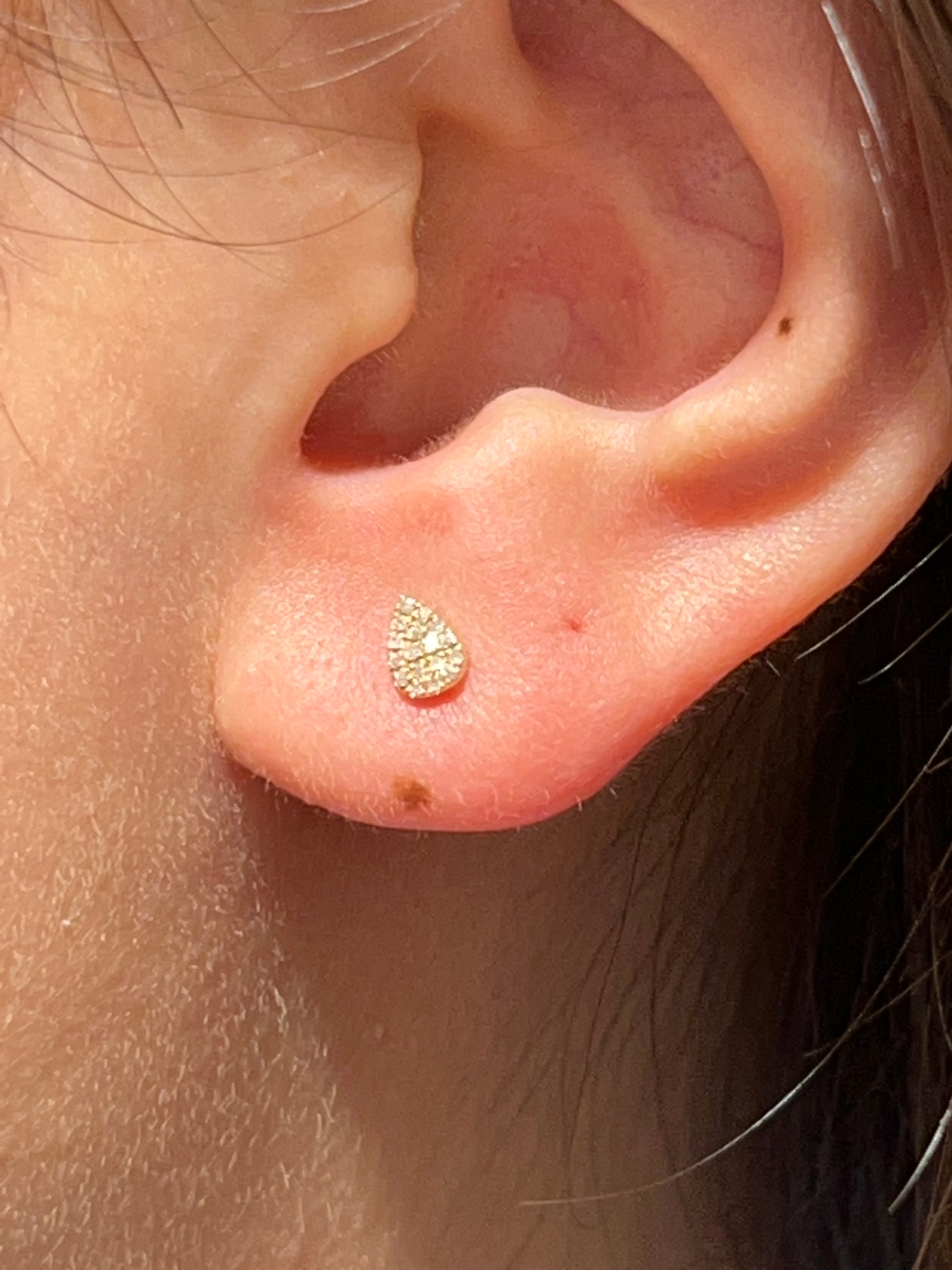 Pave Diamond Teardrop Studs-14k