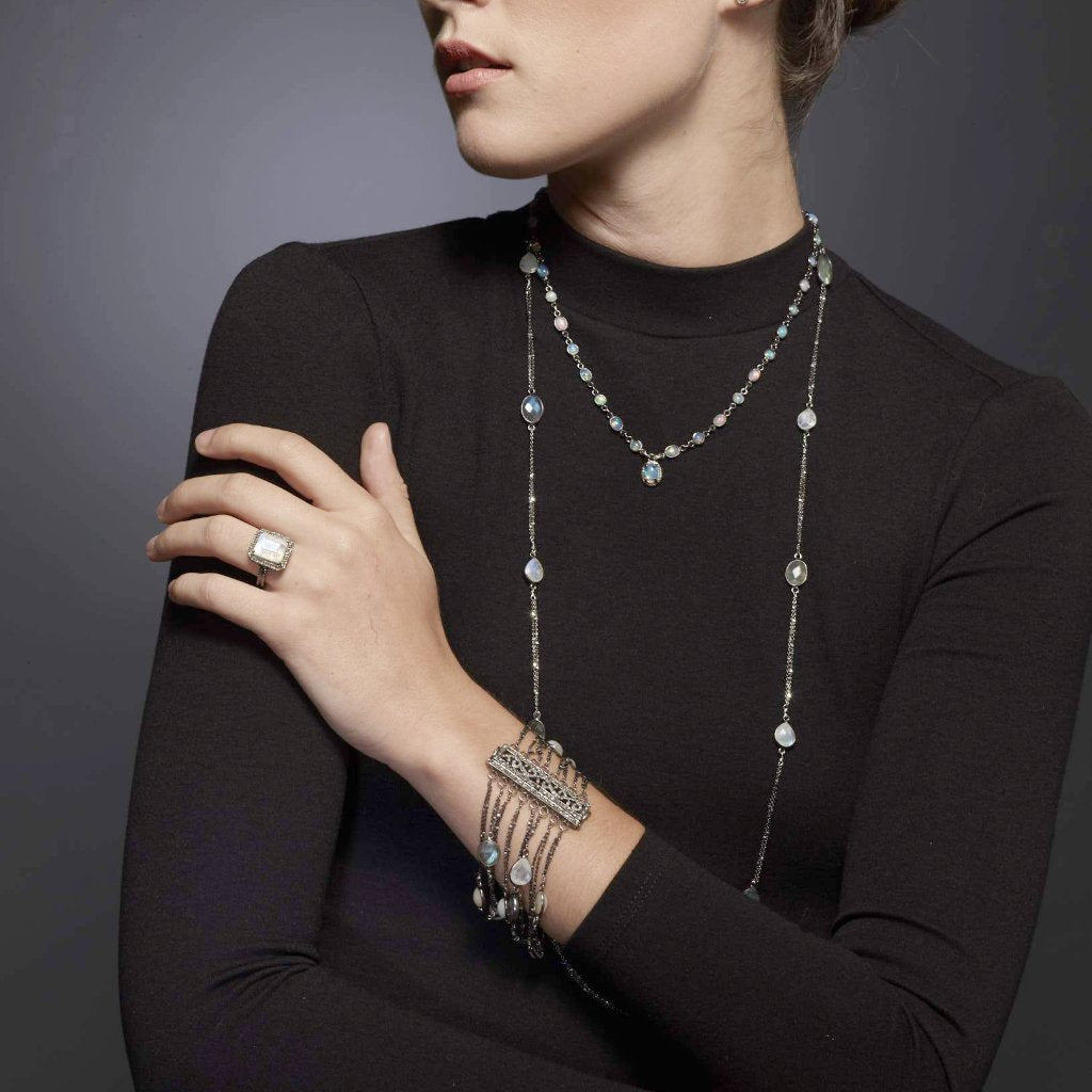 Mixed Moonstone Long Necklace