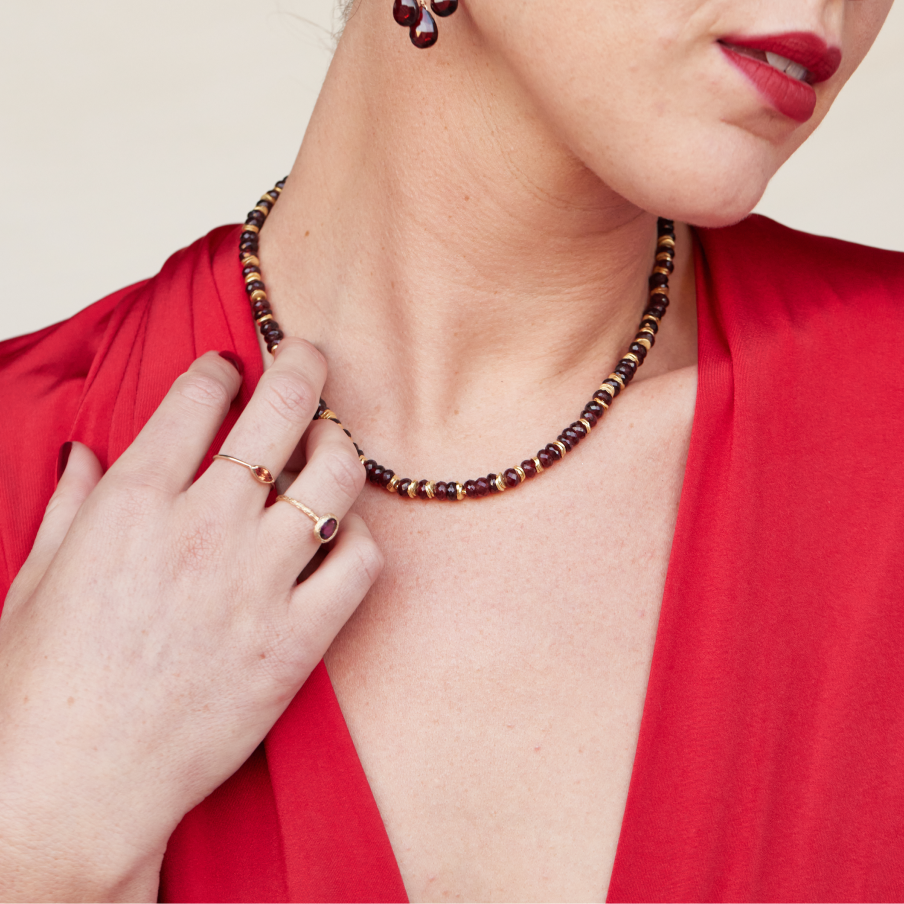 Festive in Red Garnet Necklace