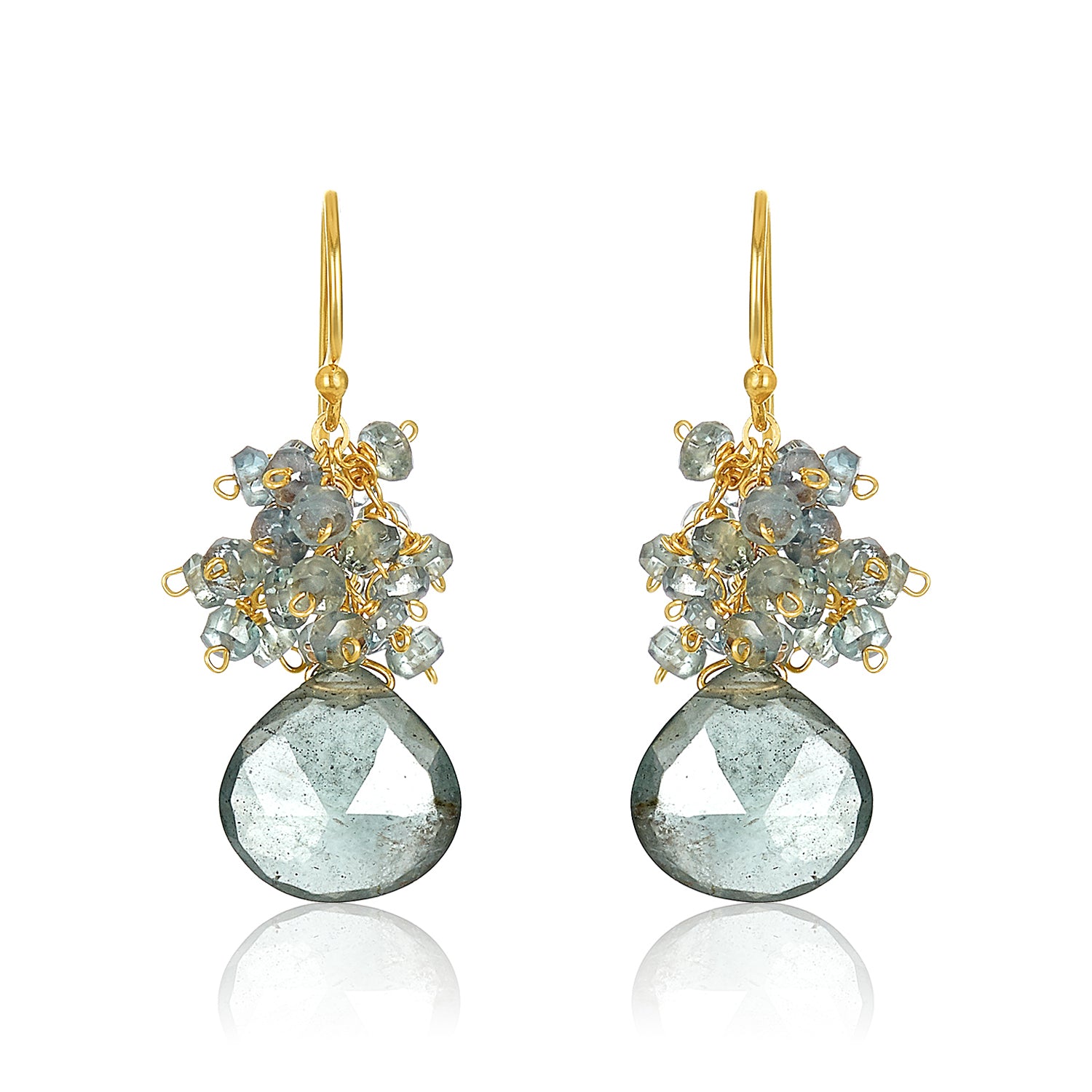 Moss Aquamarine Cluster Earrings