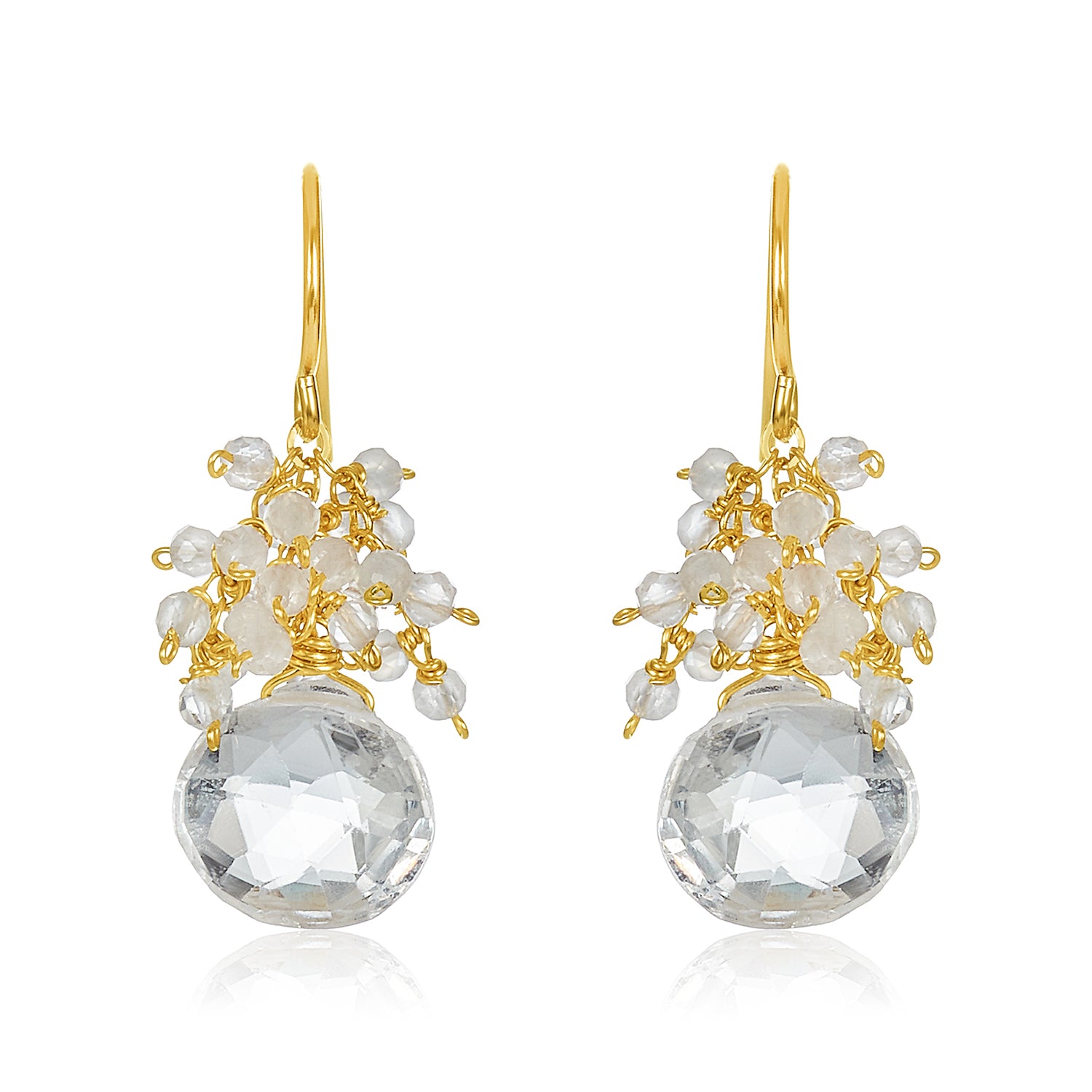 White Topaz Cluster Earrings