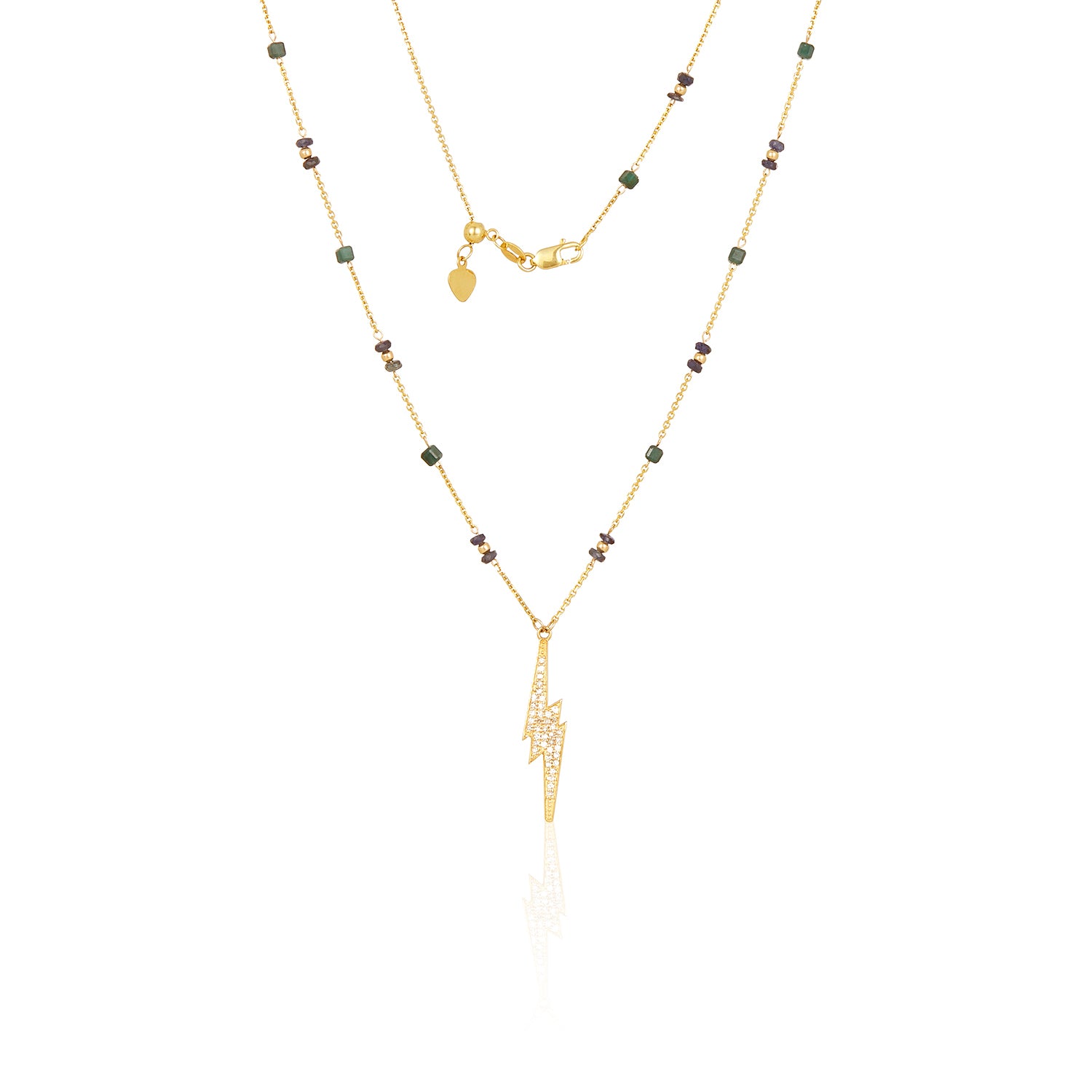 Lightning Diamond Pendent Sapphire Necklace 14k