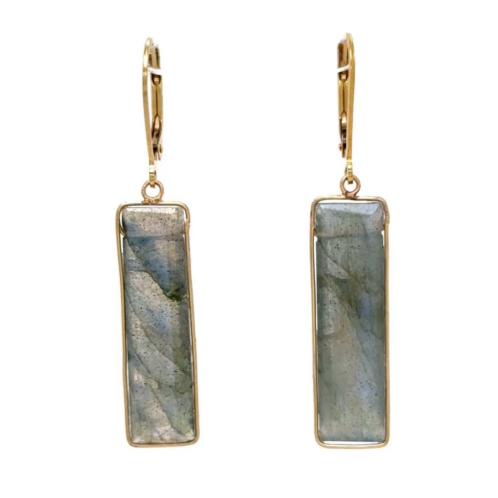 Rectangle Labradorite Drop Earrings