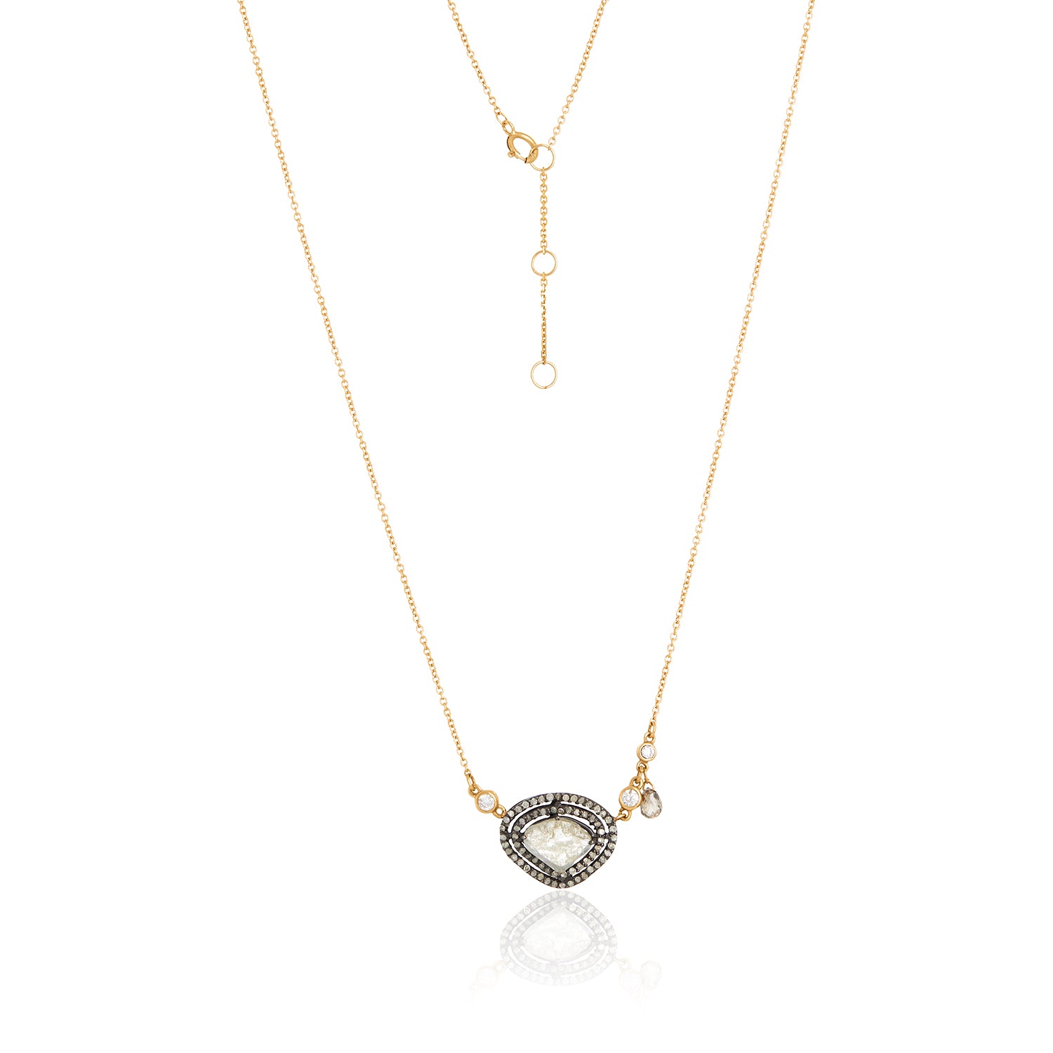 Slice Diamond Halo Pendant Necklace In 14k