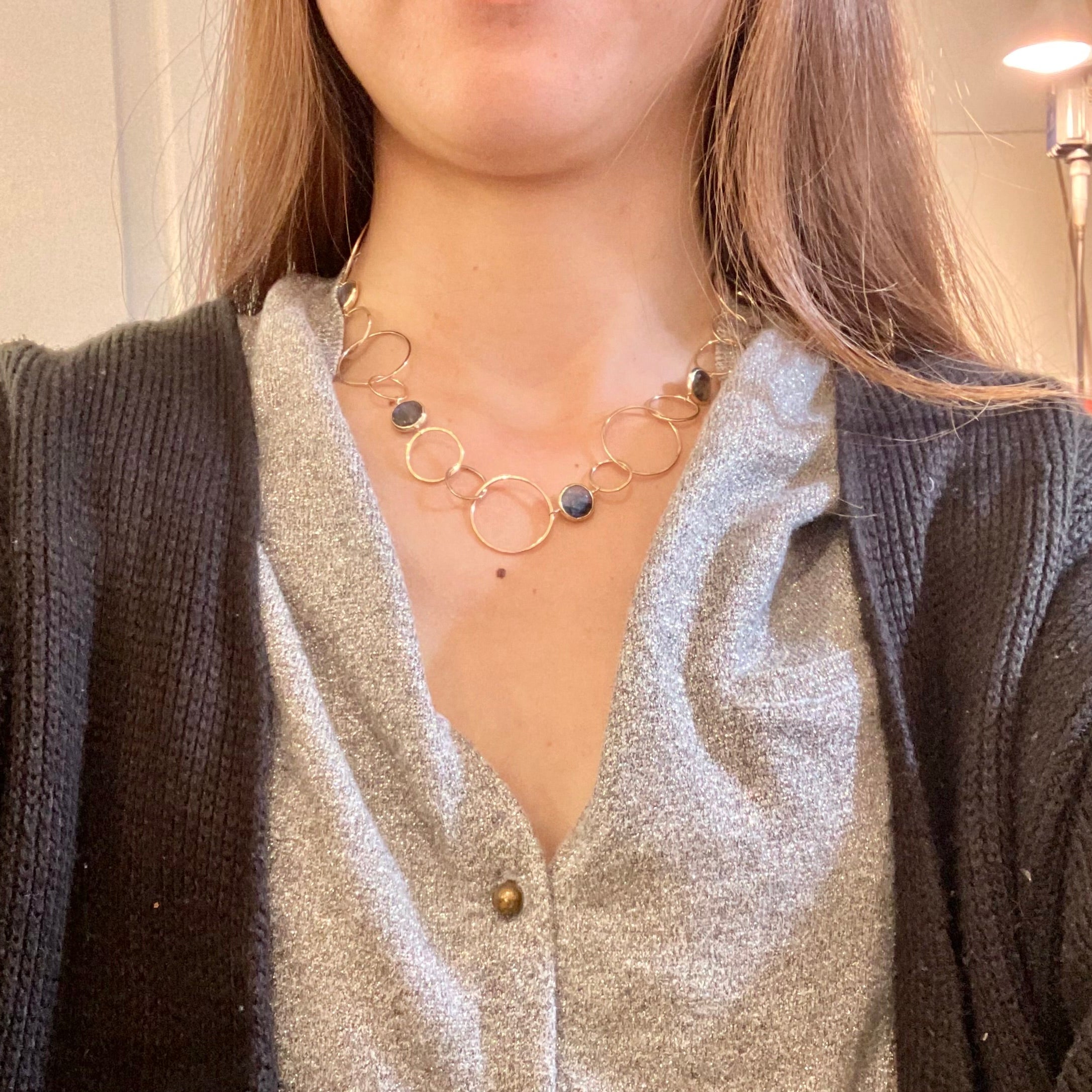 Interwoven Circle Labradorite Necklace