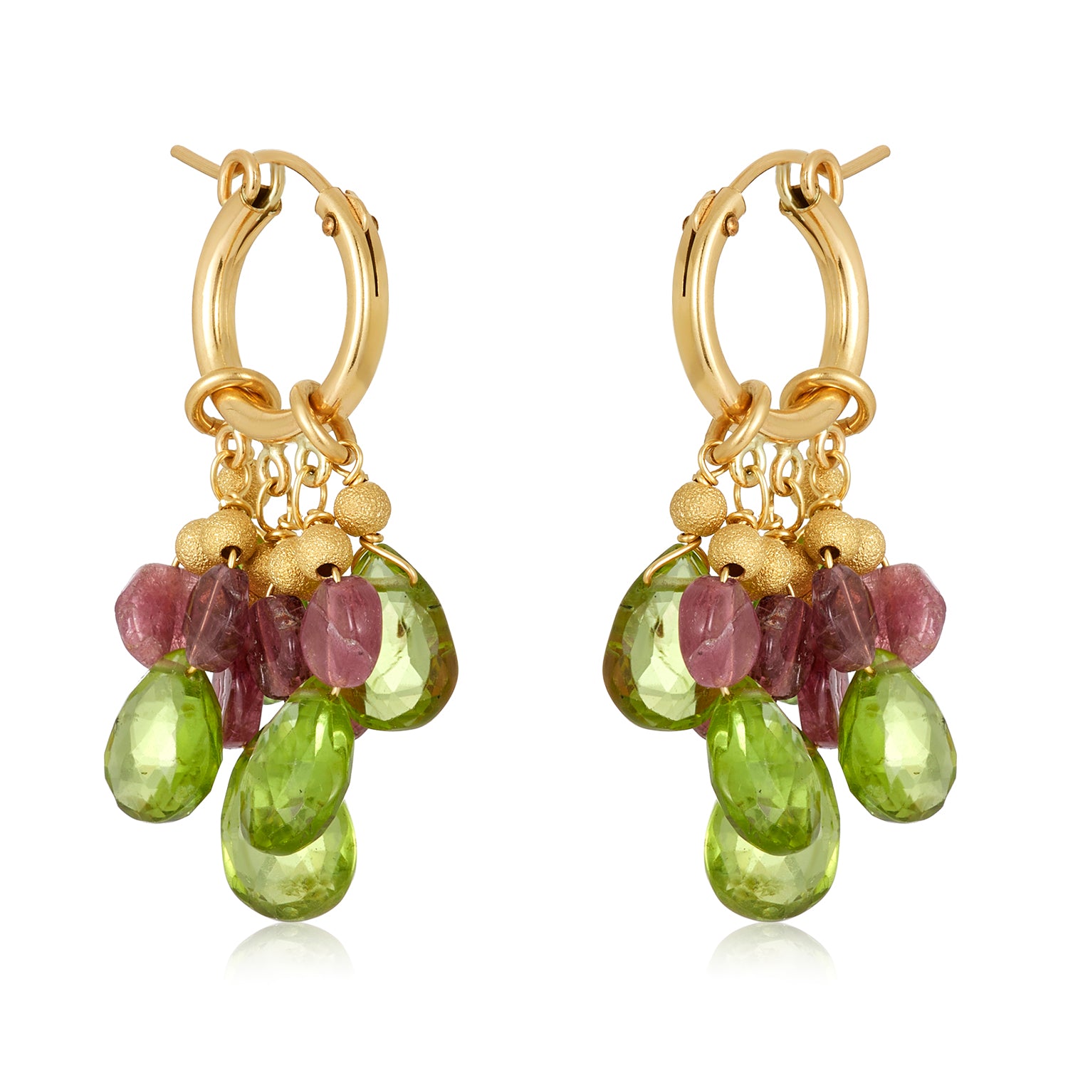 Peridot and Tourmaline Hoops