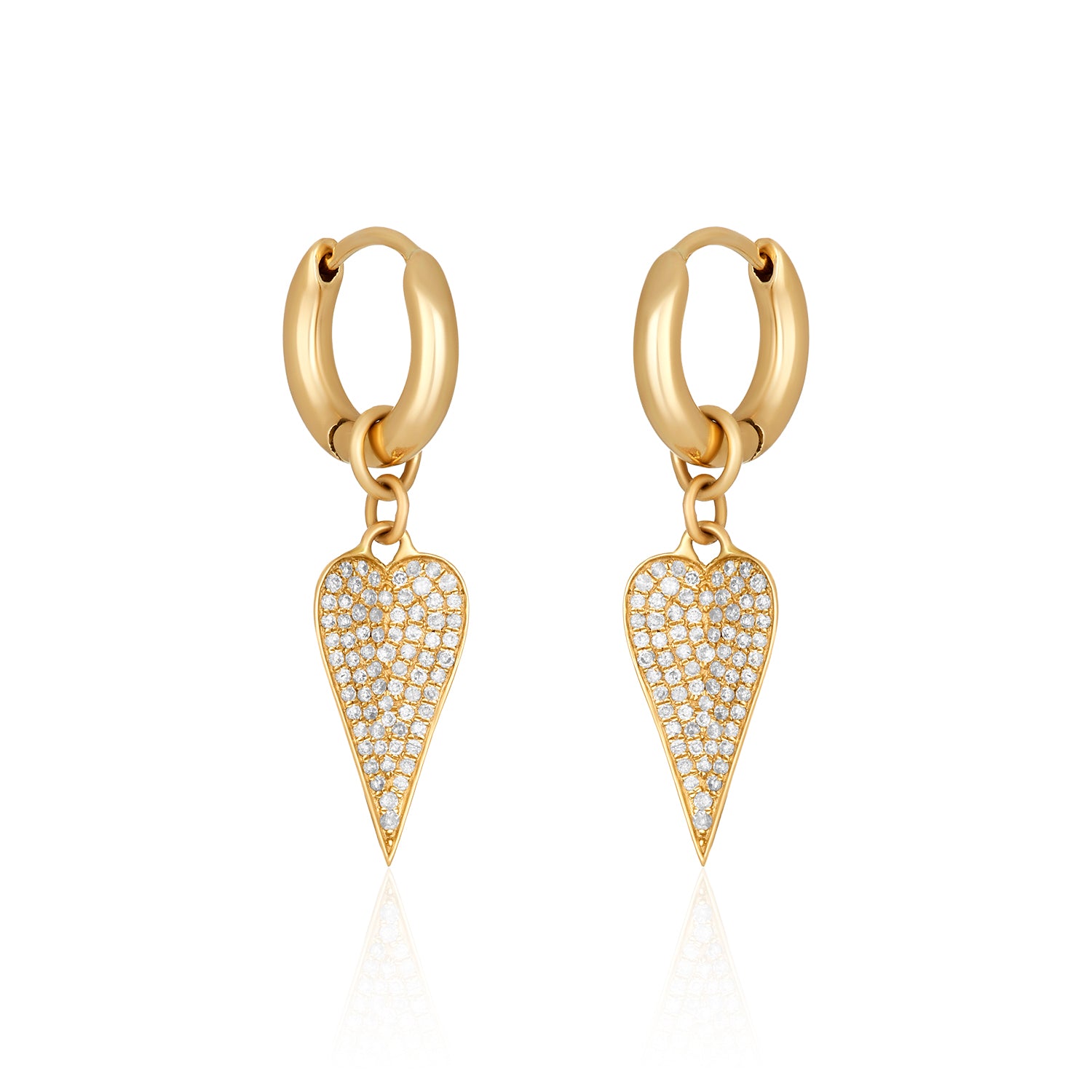 Hearty Diamond Dangly Hoops Earrings
