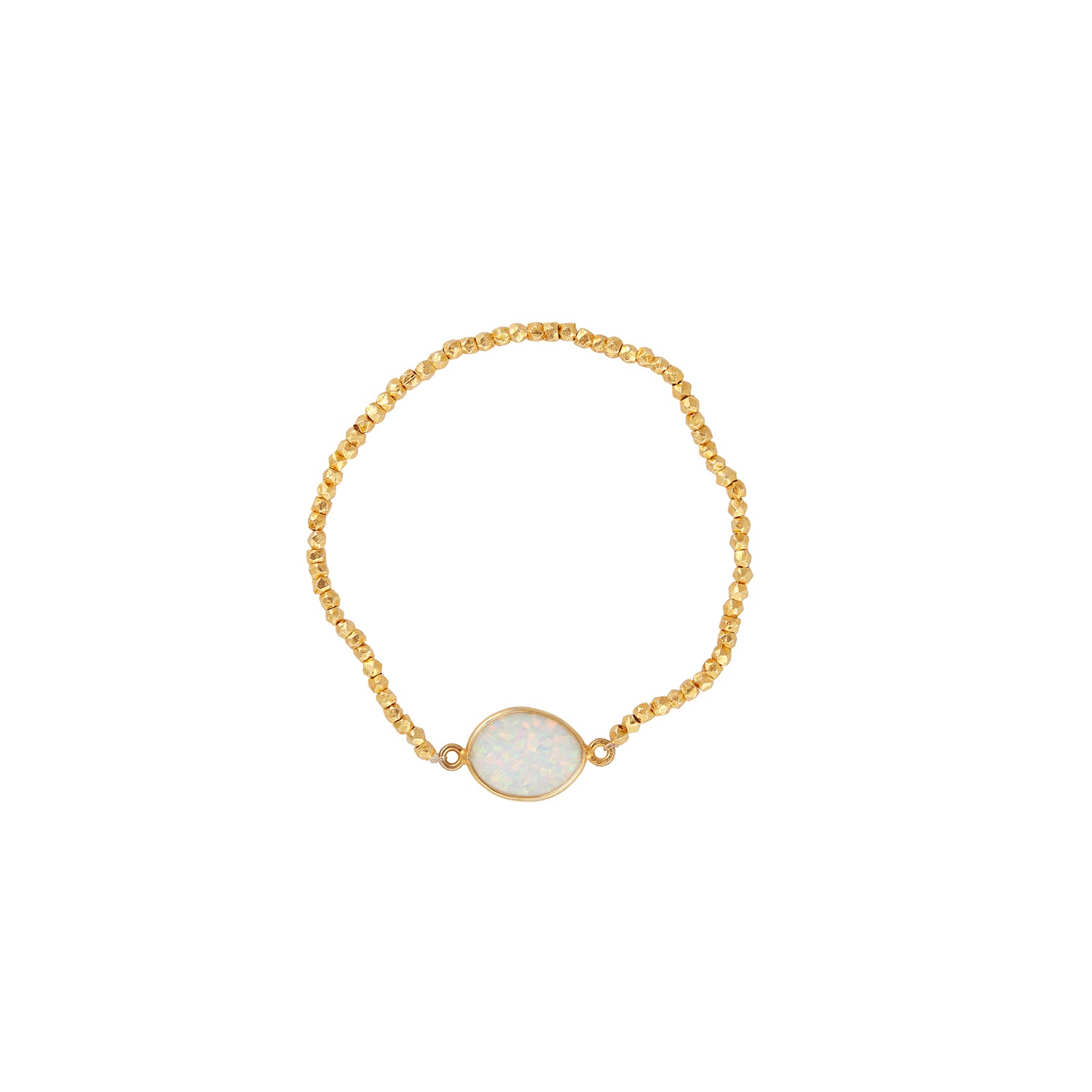 Opal Slab Gold Beads Stretchy Bracelet