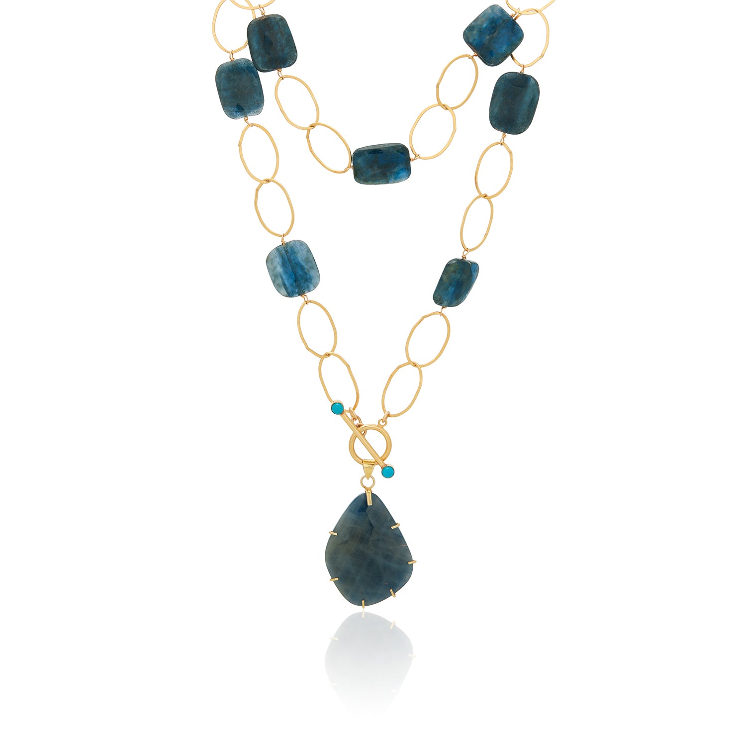 Carol Puffy Kyanite Oval Link Toggle Necklace