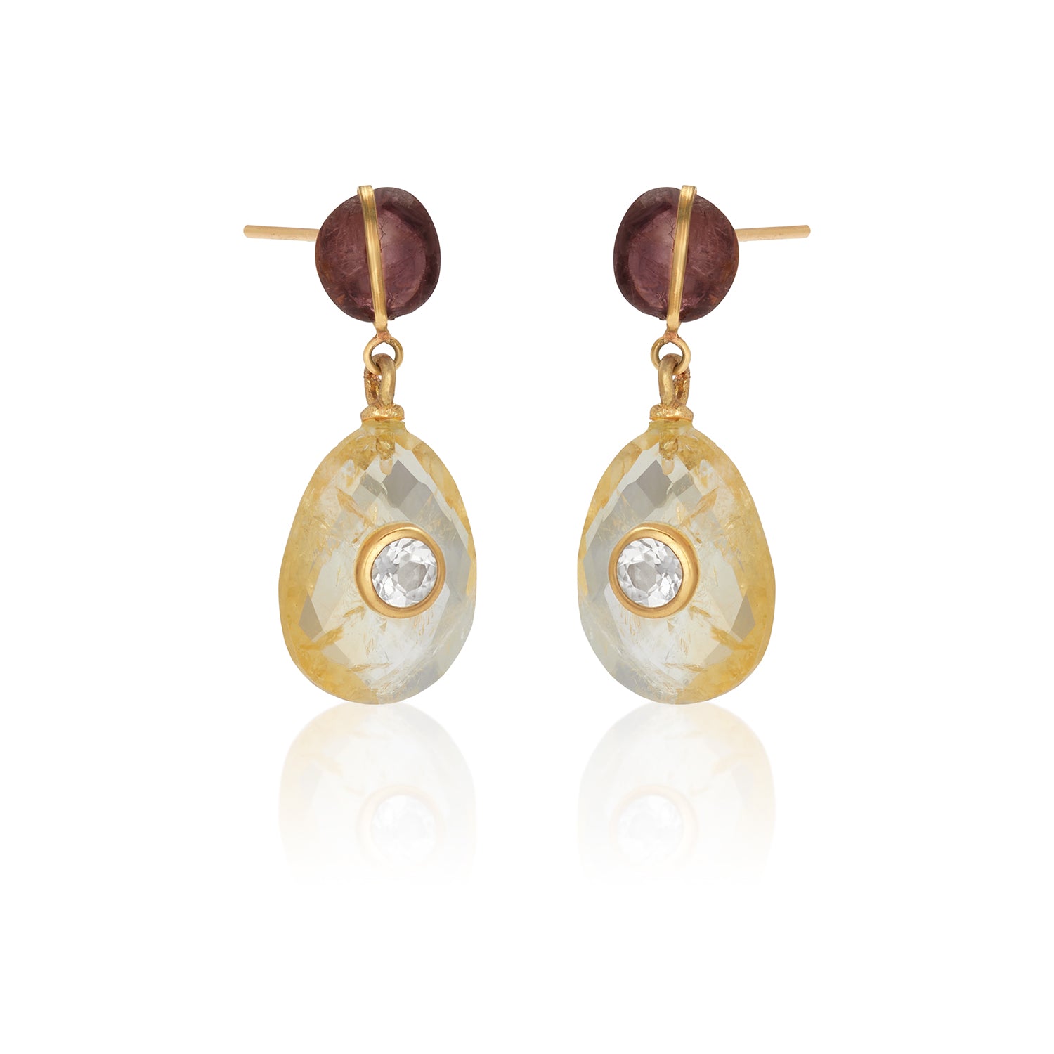 Magic Portal Sparkly Lemon Quartz Post Earrings