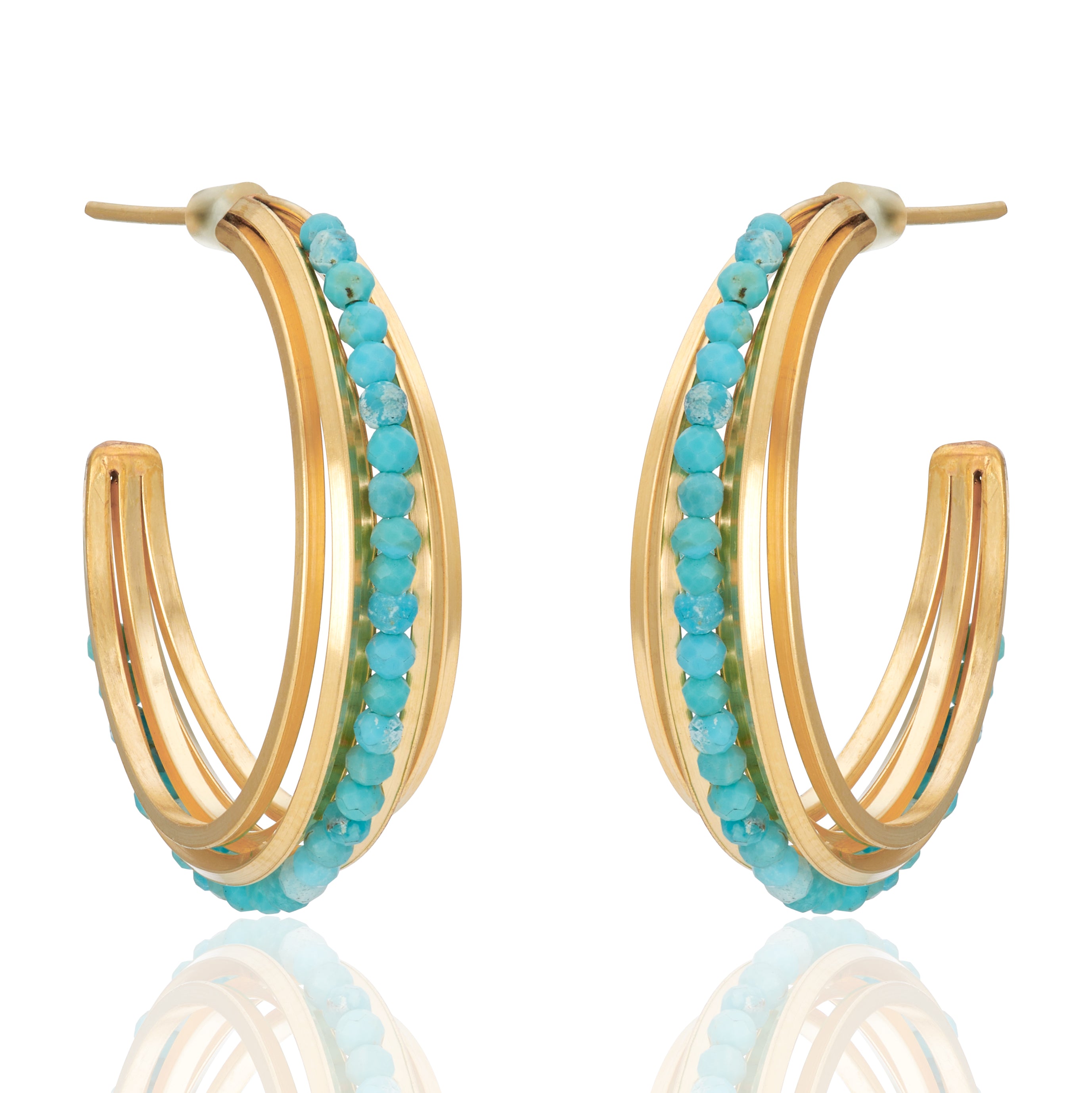 Mia Gem Multi Hoops Earring (Turquoise)