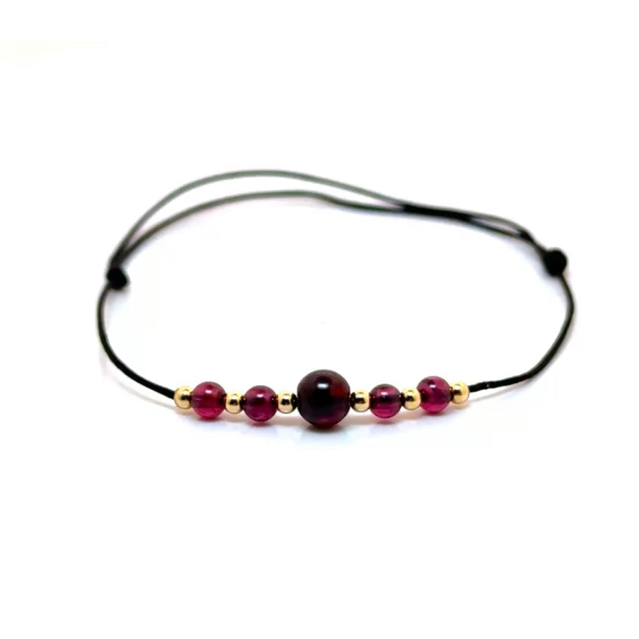 Garnet Ball Macrame Bracelet