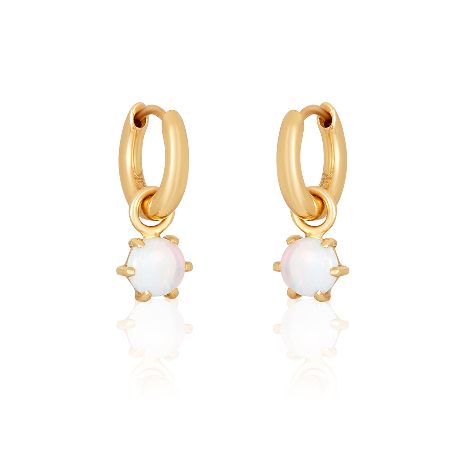 Removable Opal Hoops In 14k