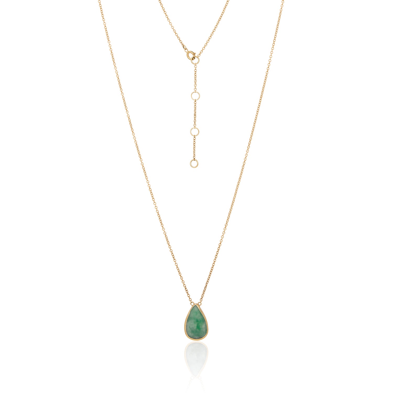 Teardrop Jade Pendant Necklace In 14K