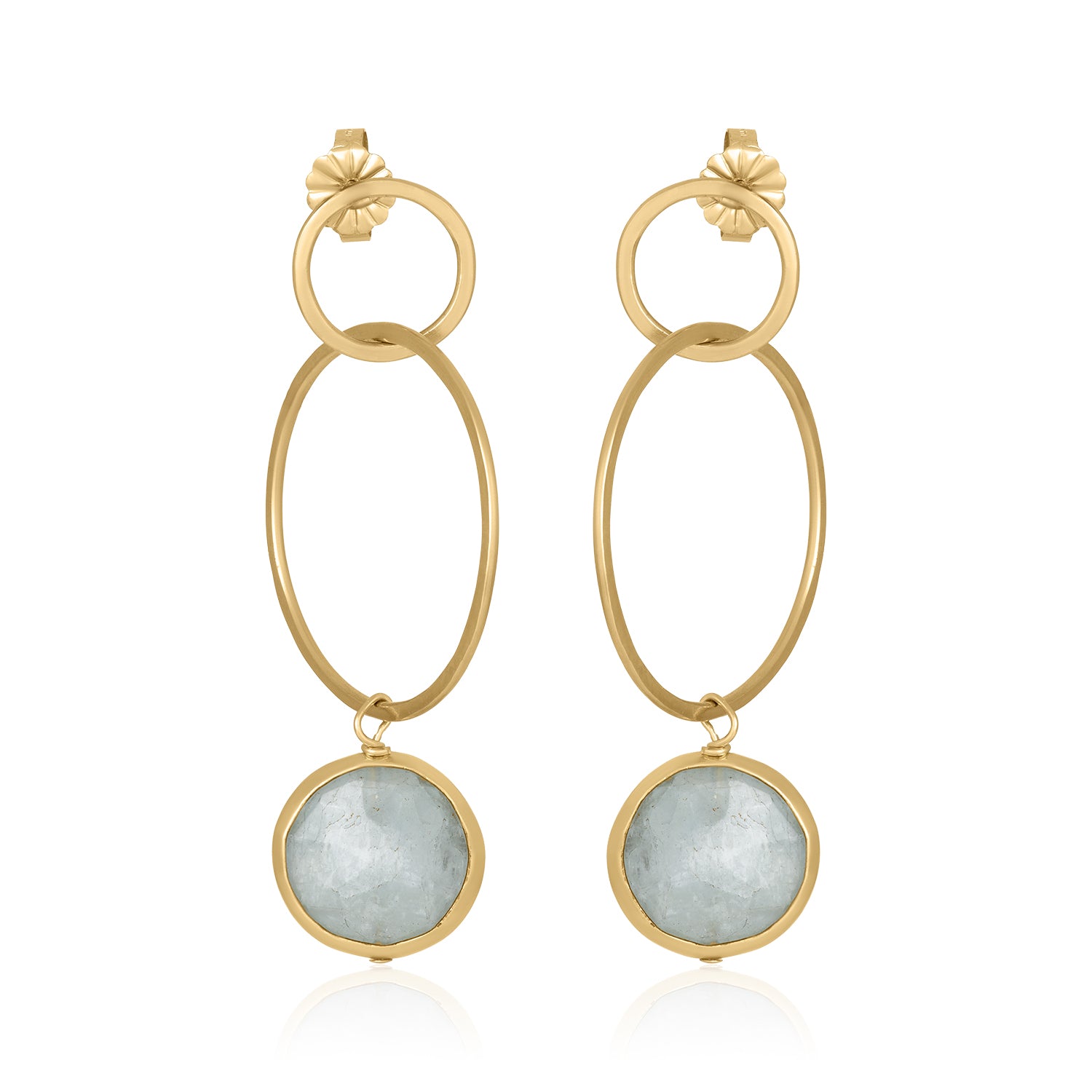 Double Circle Hoops Gem Drop Earrings