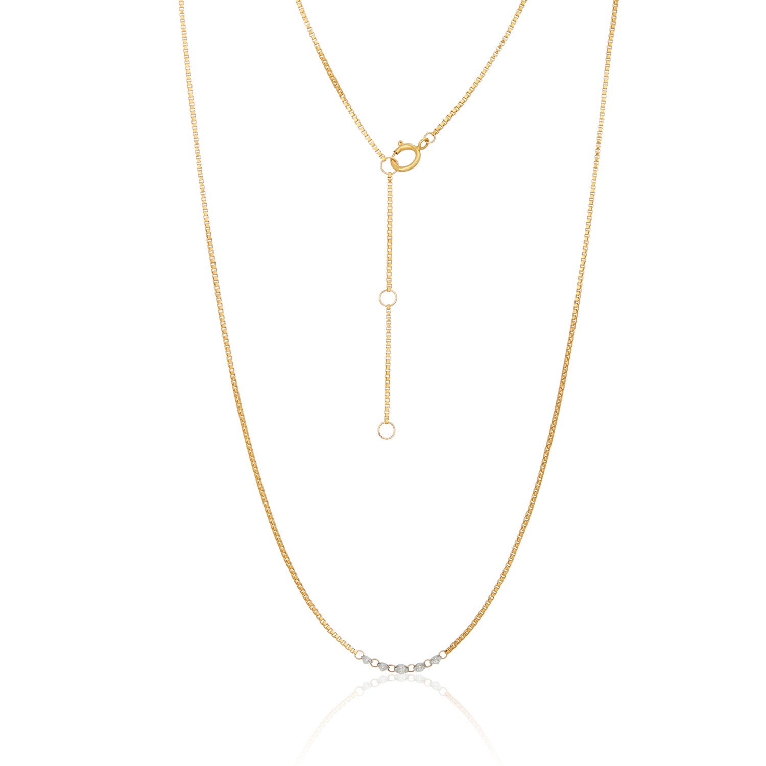 5 Lab Diamonds Row Box Chain Necklace