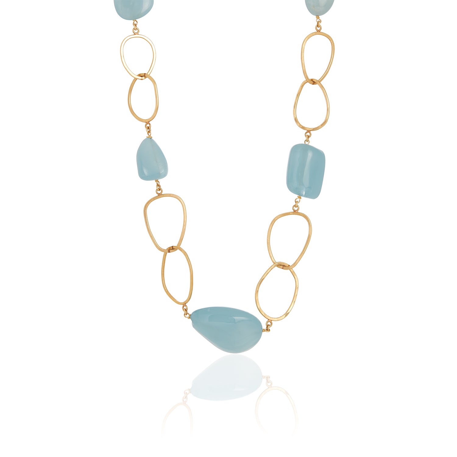 Aqua Oval Link Toggle Necklace