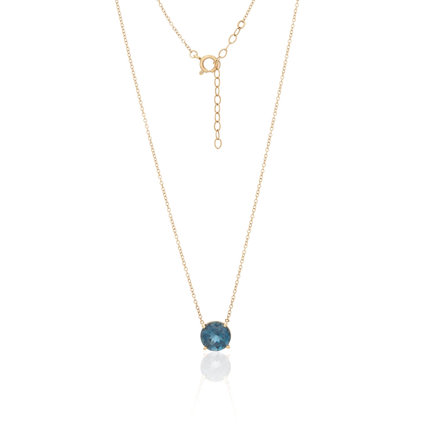 Circle Blue Topaz Pendant Necklace in 14k