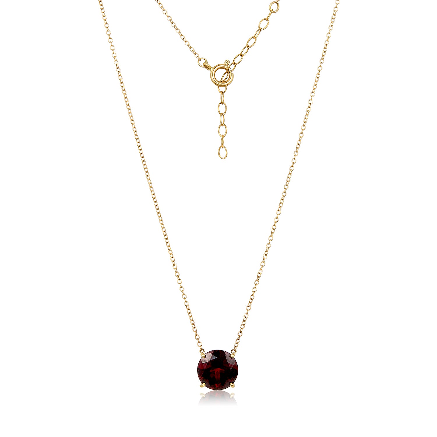 Circle Garnet Pendant Necklace in 14k