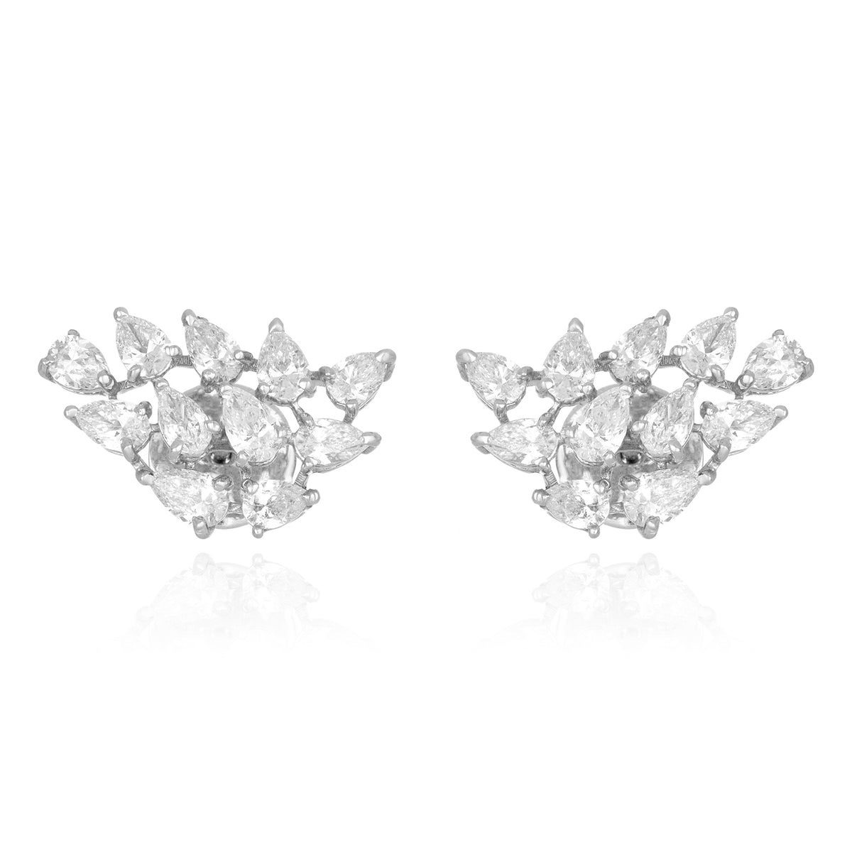 Lab-grown Diamond Cluster Snow White Gold Studs 14k