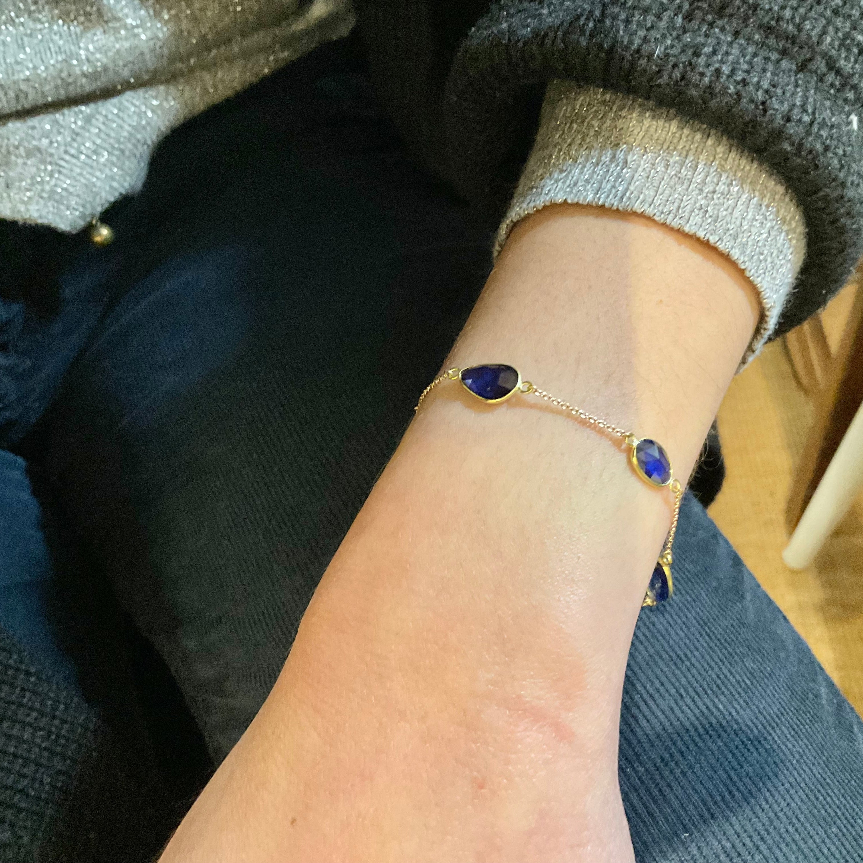 Sapphire bezel section Bracelet in 18k