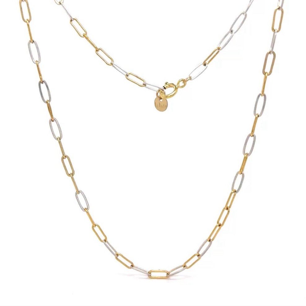 Gold Mixed Silver Paperclip Necklace – Mabel Chong
