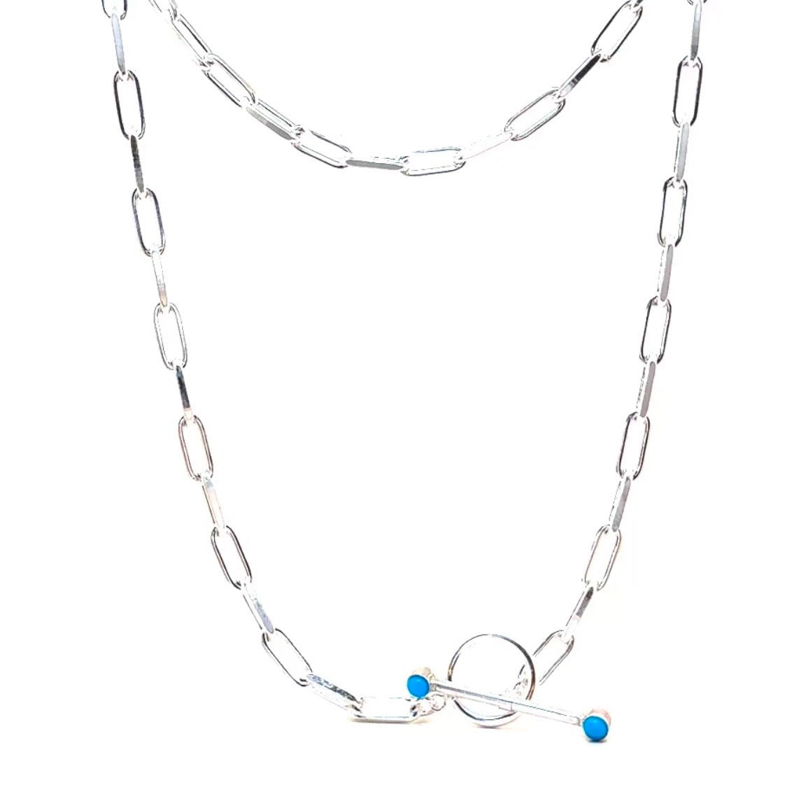 Sterling Sliver Paperclip Toggle Necklace