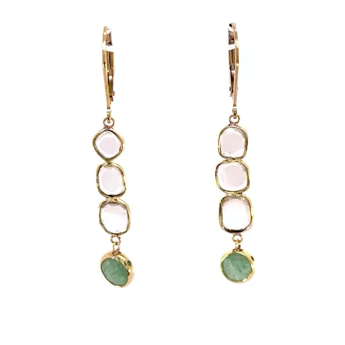 Garnet Slice Drop Bar Stud Earrings