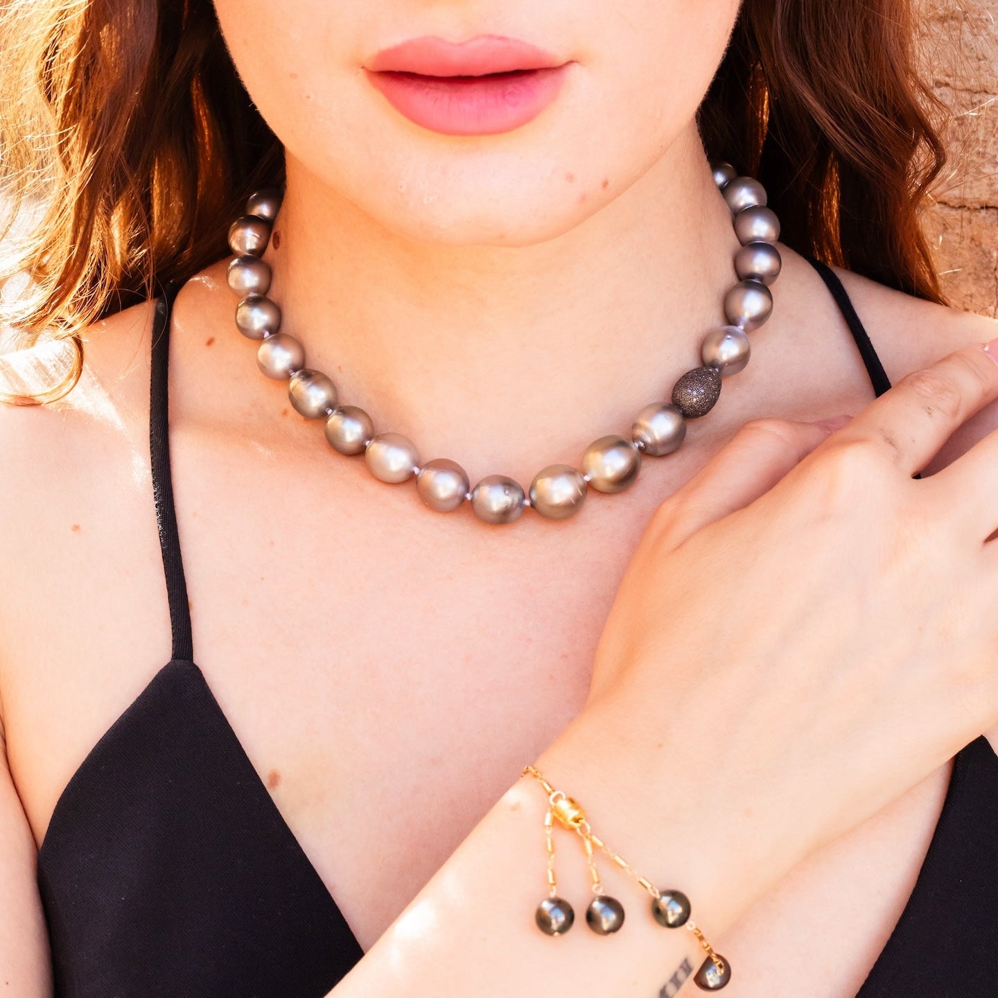 Ava South Sea Pearl Silver Diamond Lock Necklace