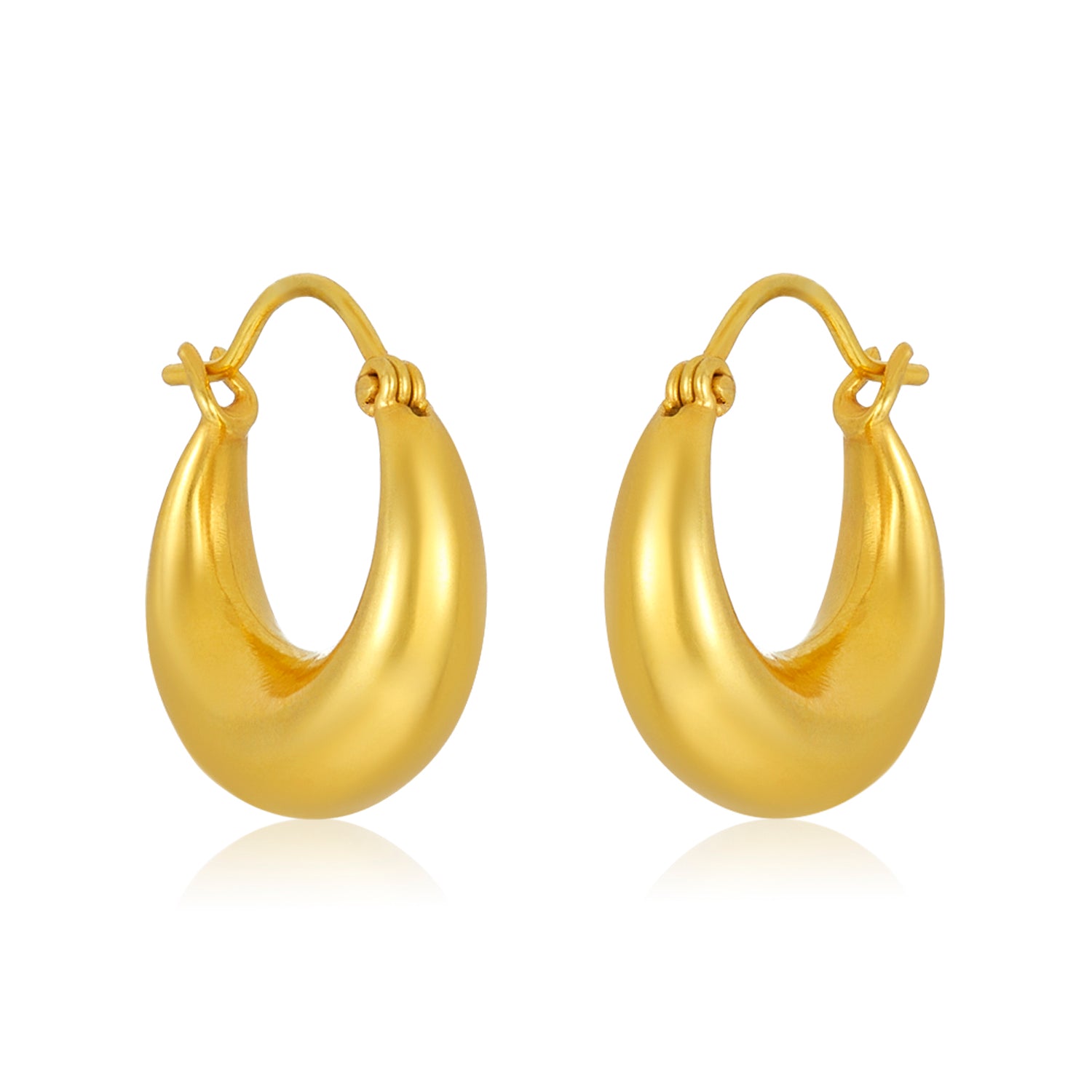 Puffy Gold Hoops in 18k