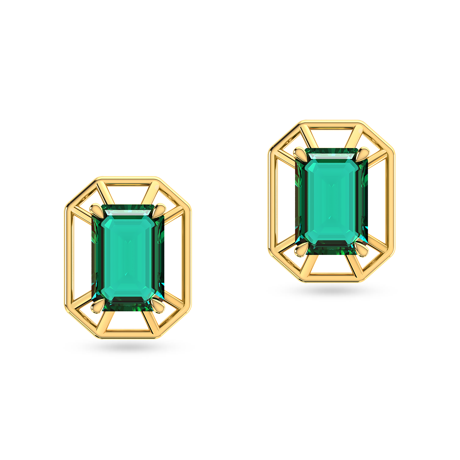 Framed Emerald Gold Ear Studs in 18k