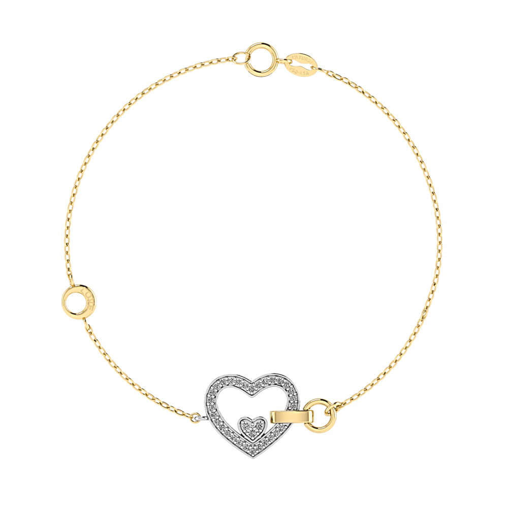 Diamond Heart Gold Bracelet in 18k