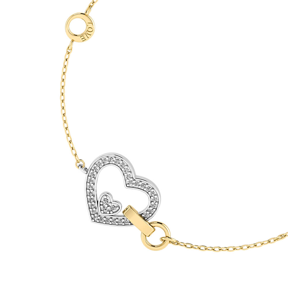 Diamond Heart Gold Bracelet in 18k