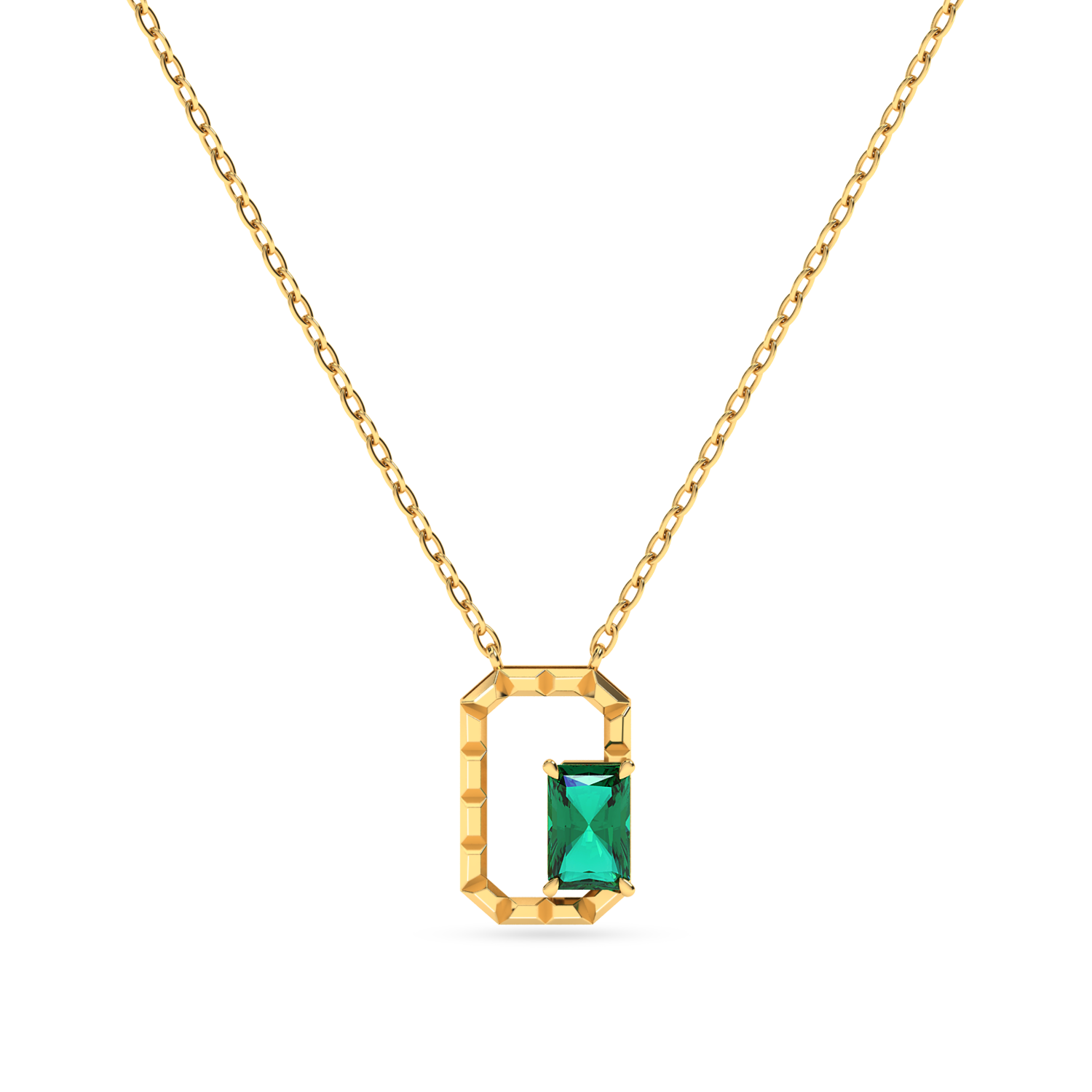 Framed Emerald Pearl Inlay Necklace in 18k