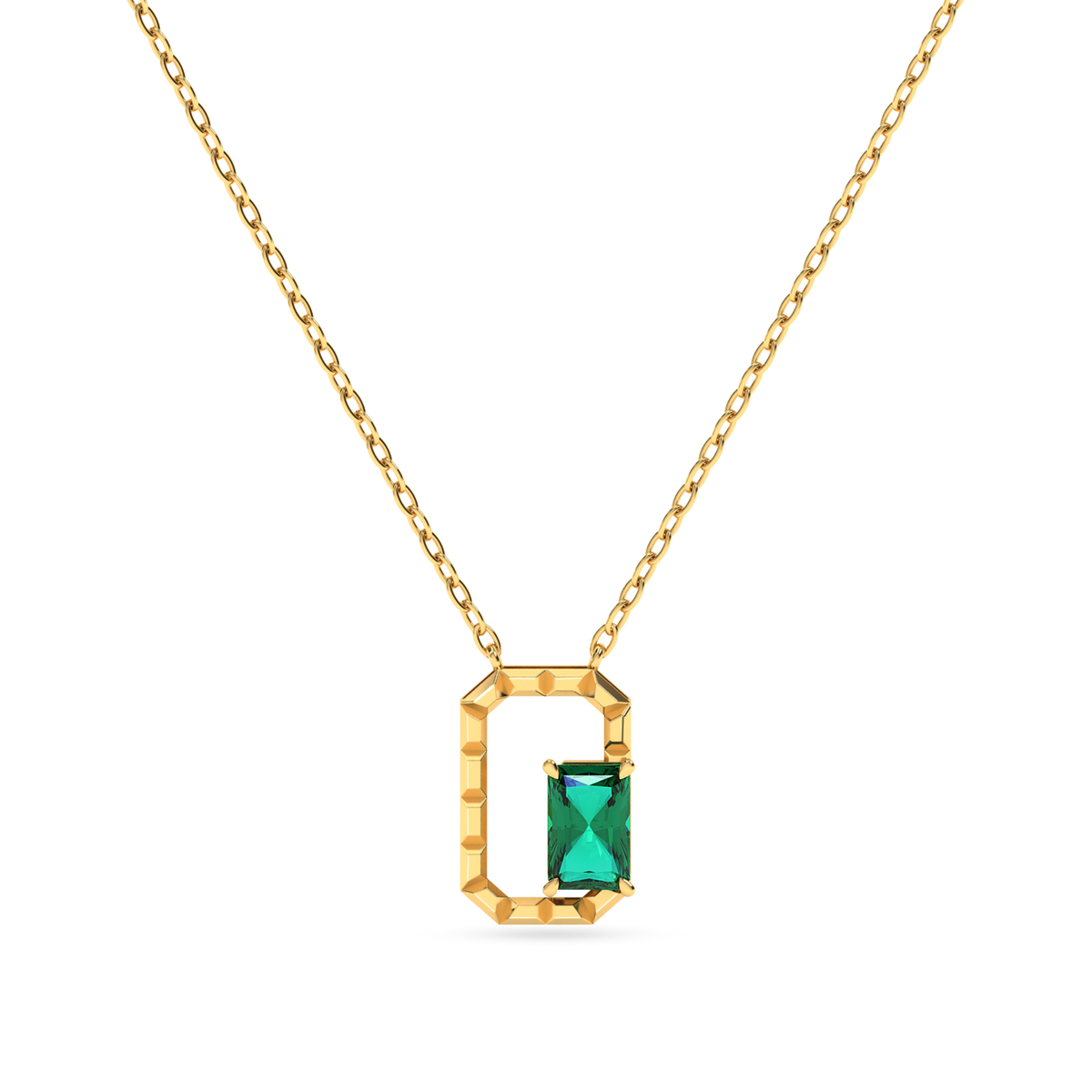 Framed Emerald Pearl Inlay Necklace in 18k