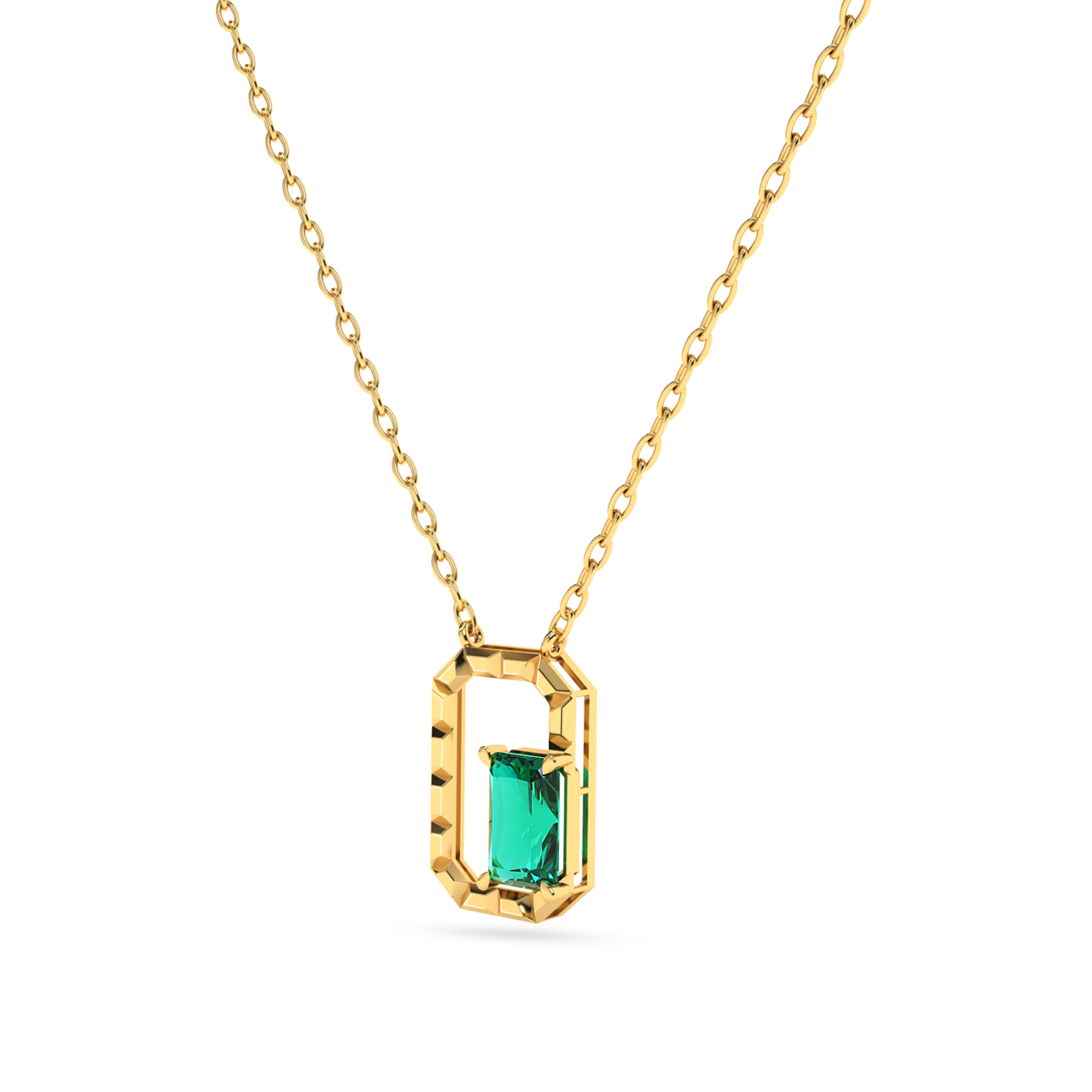 Framed Emerald Pearl Inlay Necklace in 18k