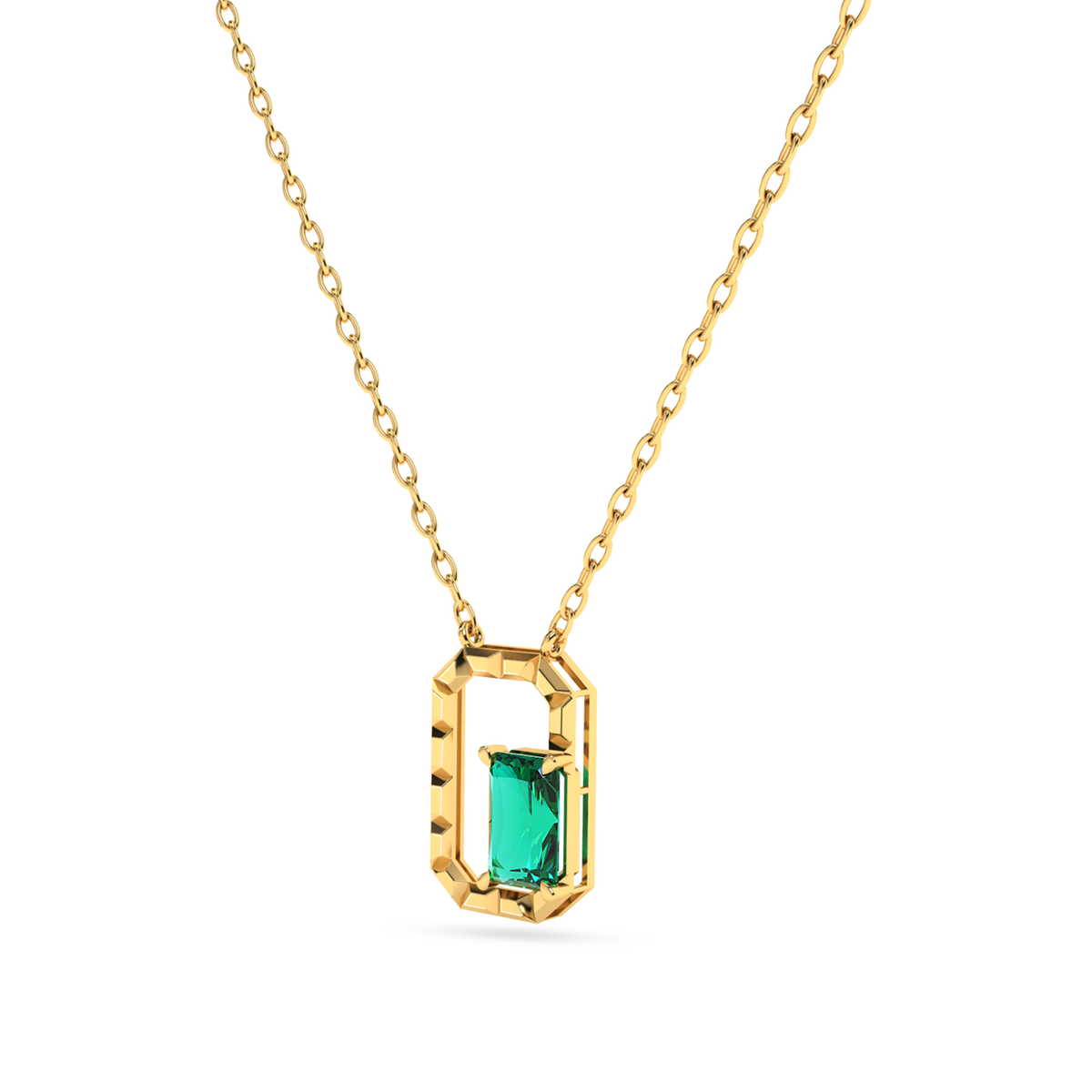 Framed Emerald Pearl Inlay Necklace in 18k