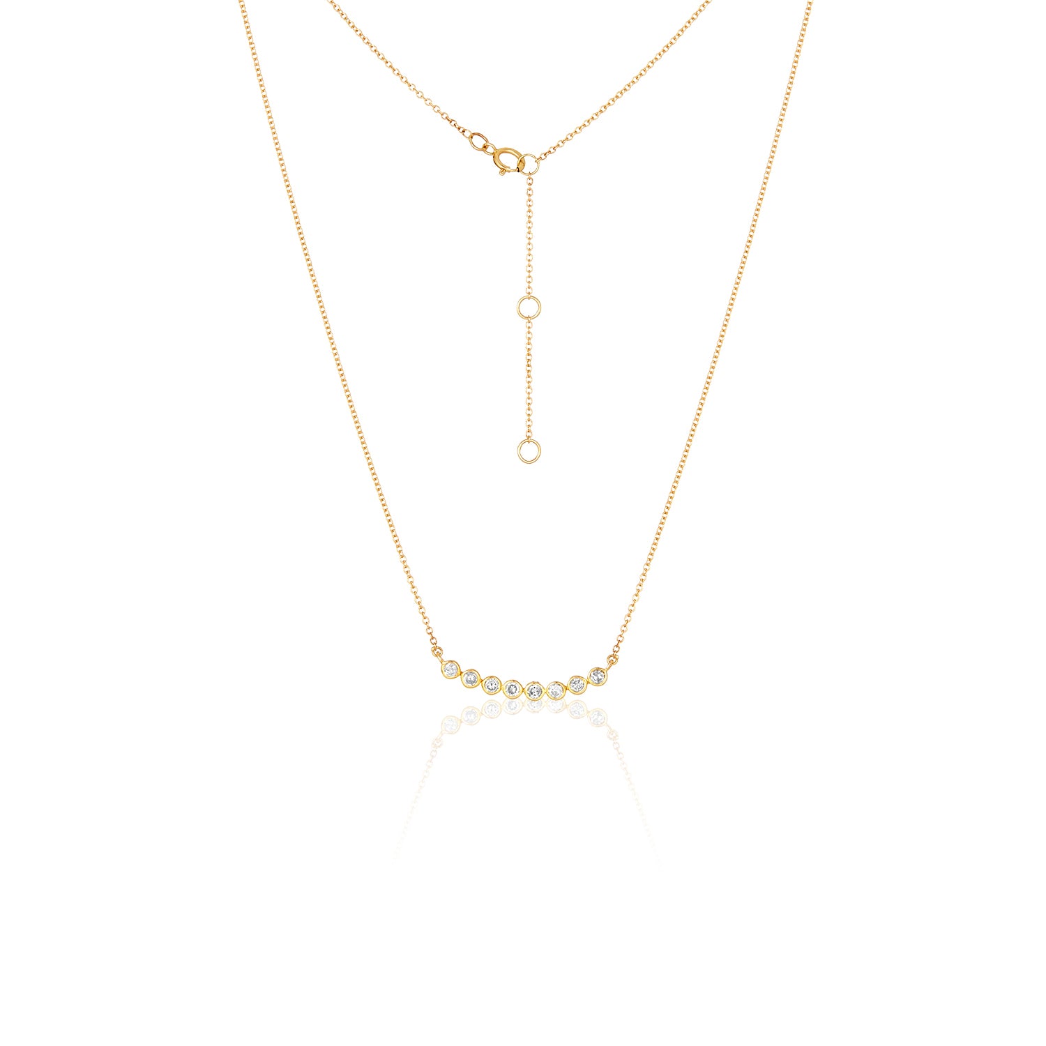 Diamond Bezel Curved Bar Necklace In 14k