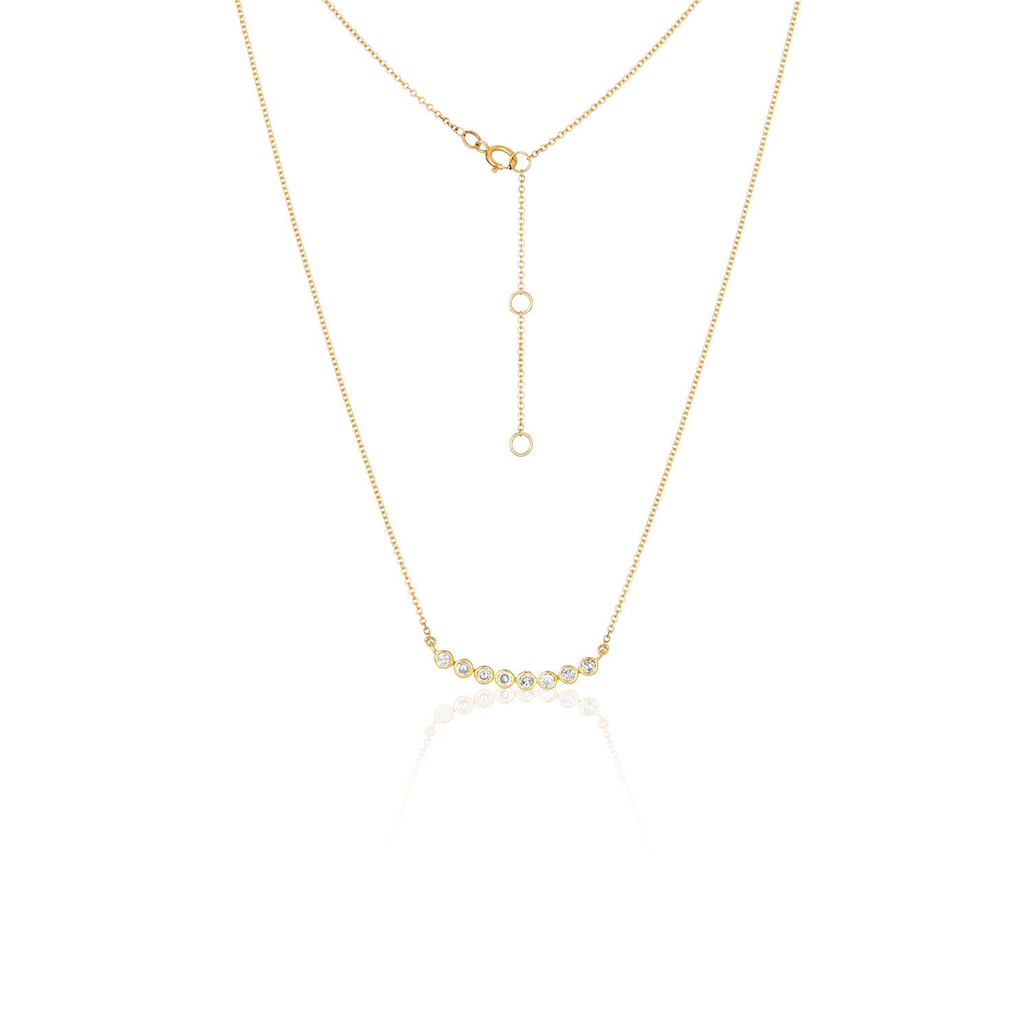 Lab Grown Diamond Bezel Curved Bar Necklace In 14k