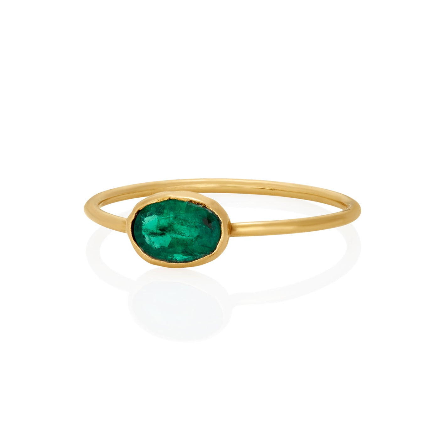Birthstone Gold Ring 14k - Emerald Garnet