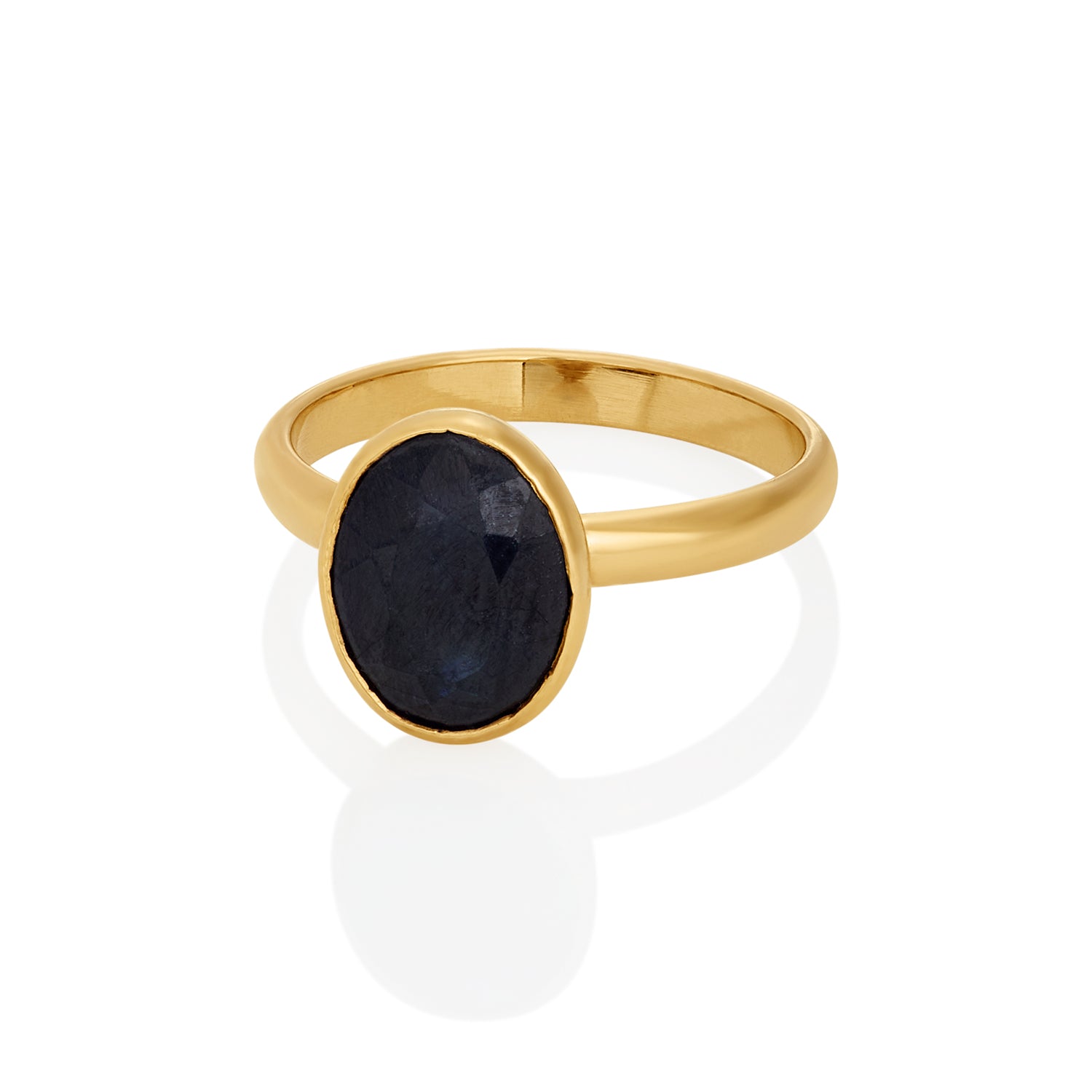 Oval Blue Sapphire Ring In 14K