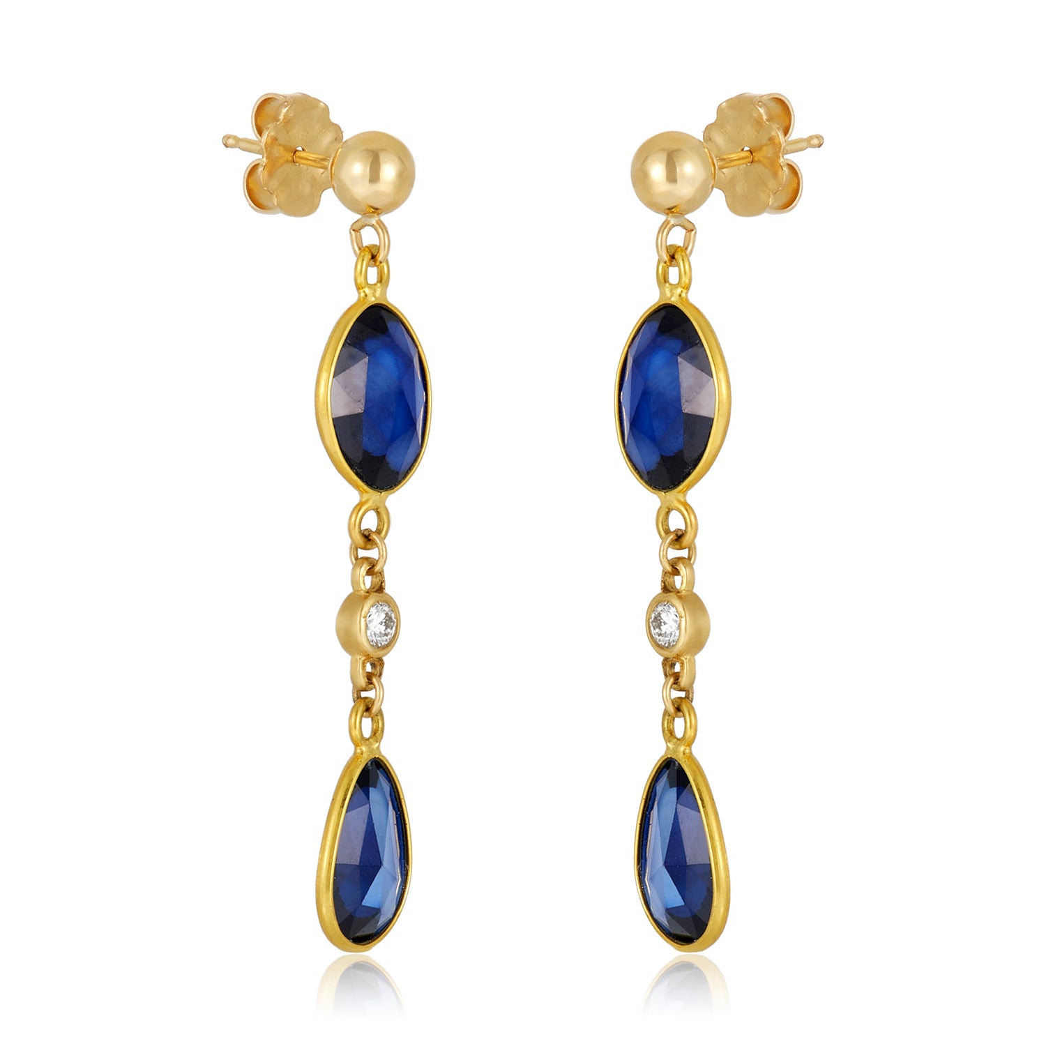 Duo Sapphire Or Aqua Diamond Earrings