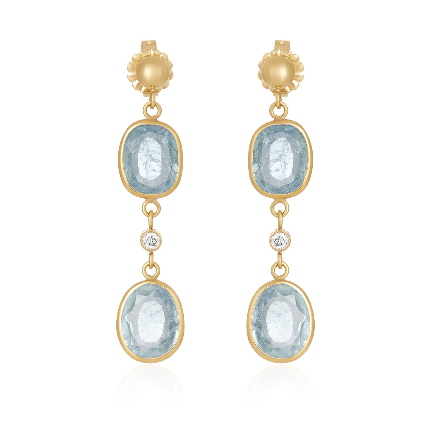 Duo Sapphire Or Aqua Diamond Earrings