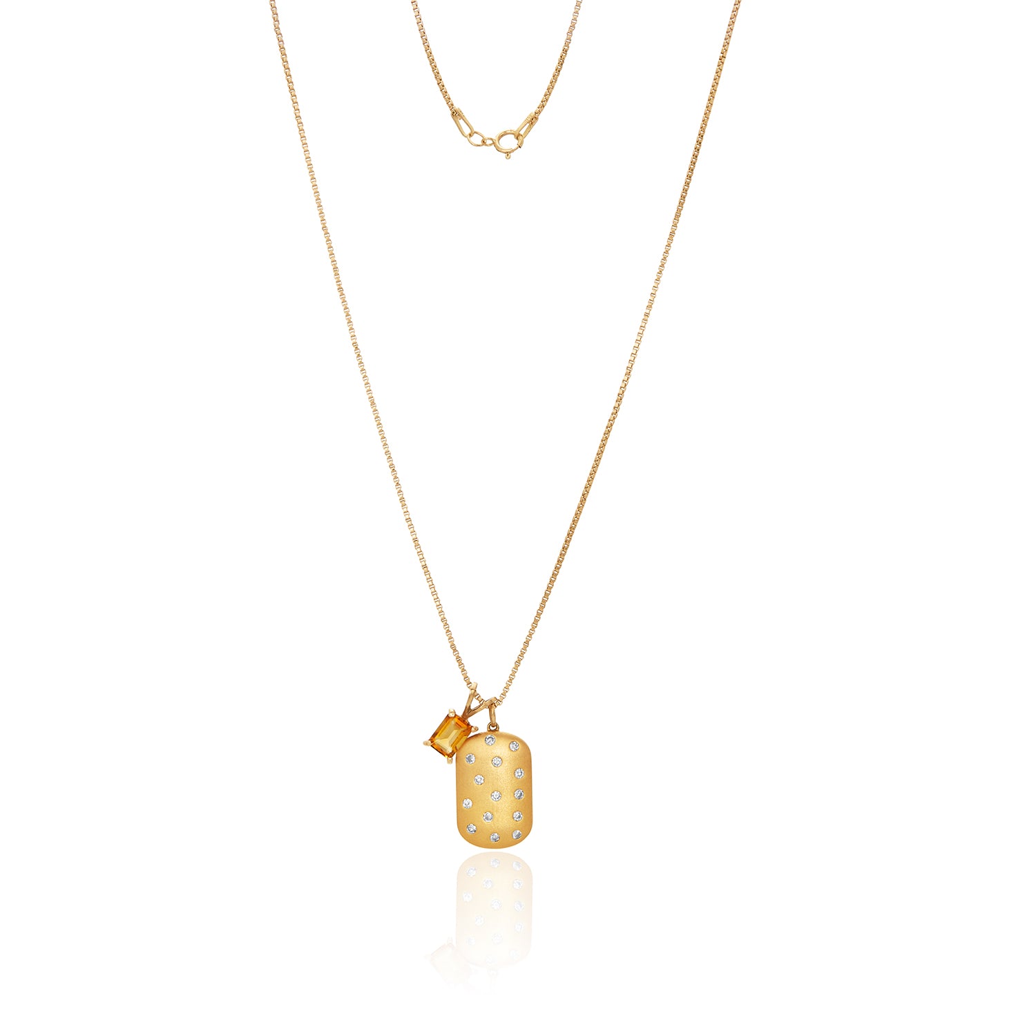 Dog Tag Citrine Necklace-14k