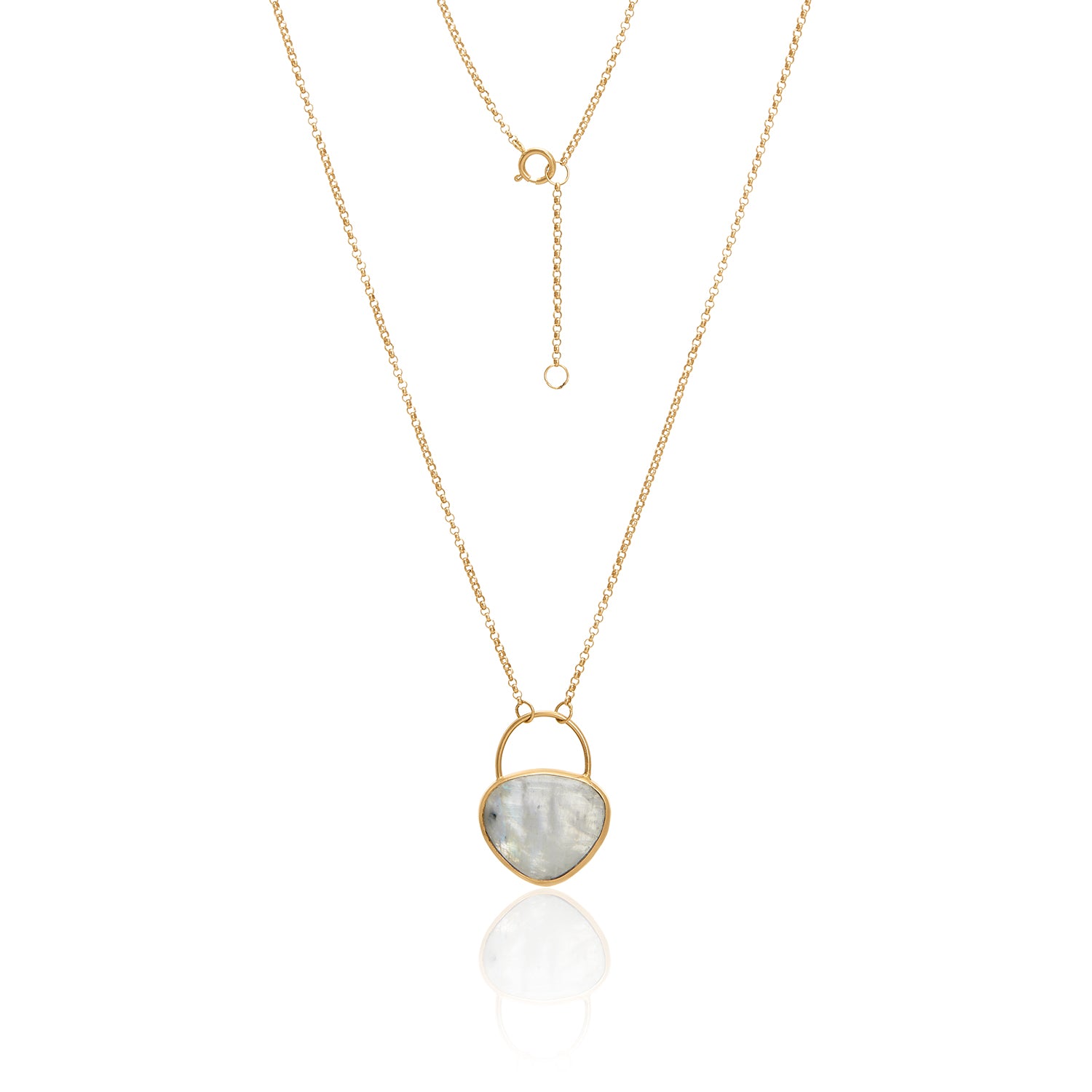 Moonstone Lock Necklace In 14K