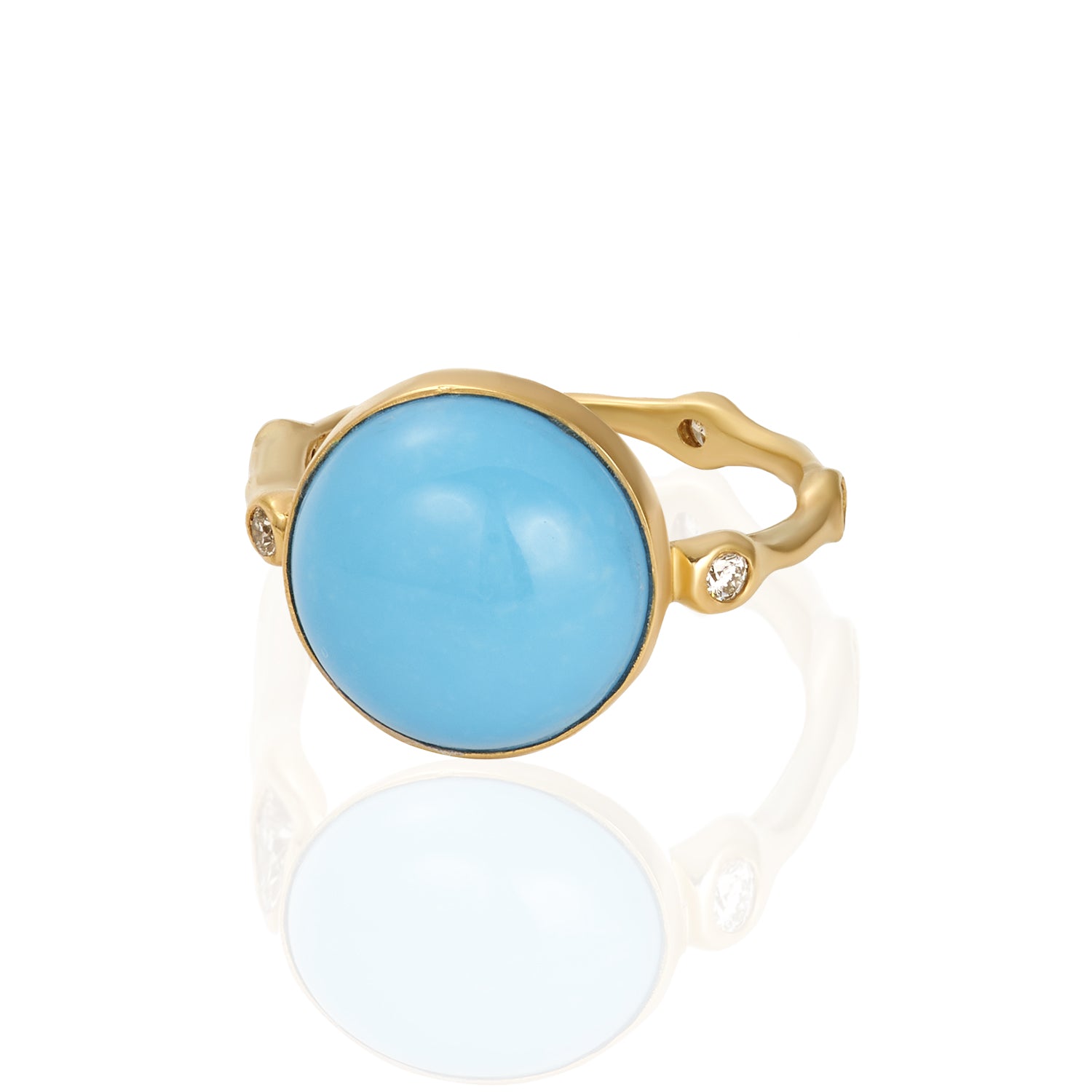 Sleeping Beauty Turquoise Diamond Bamboo Ring