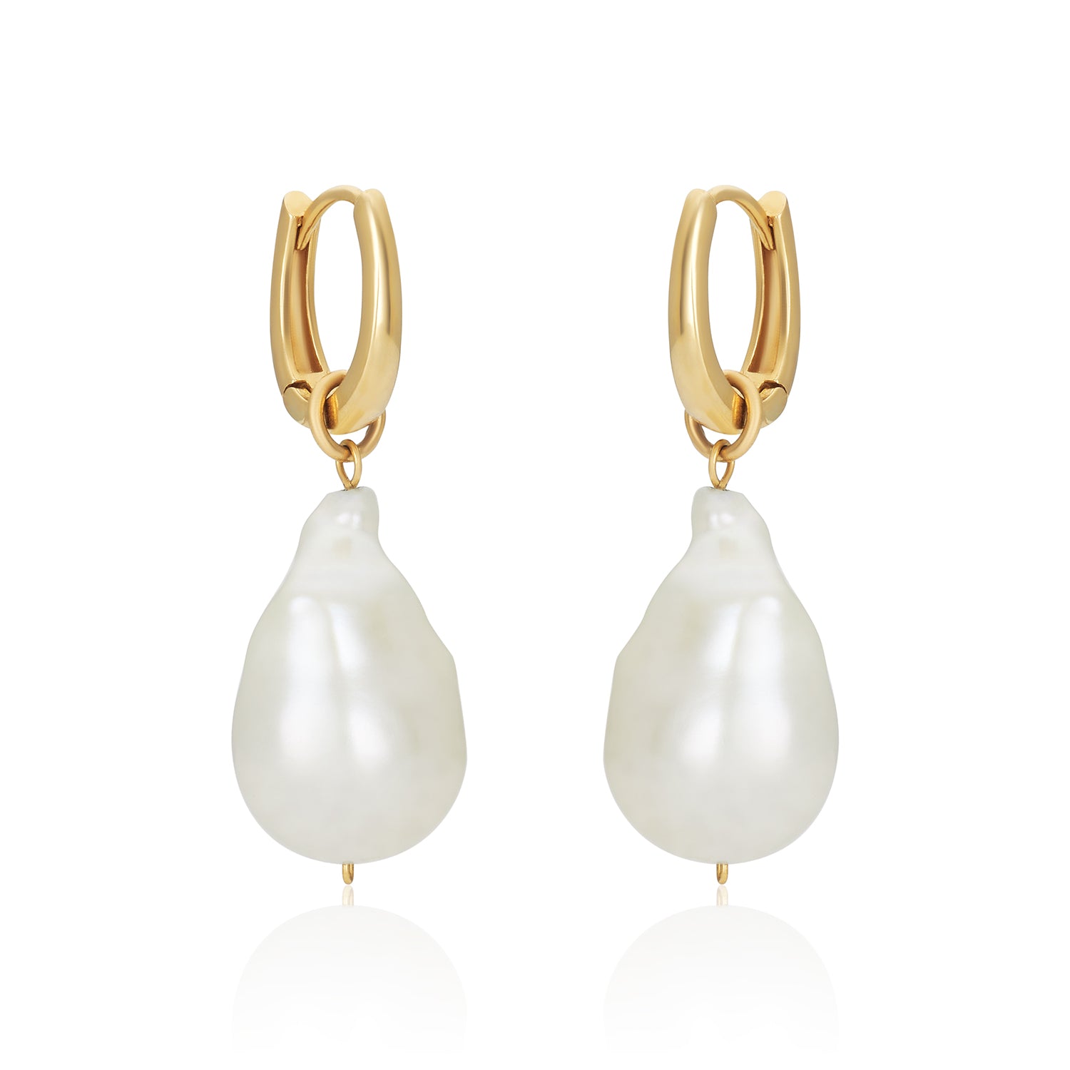 Baroque Pearl Hoops Earrings