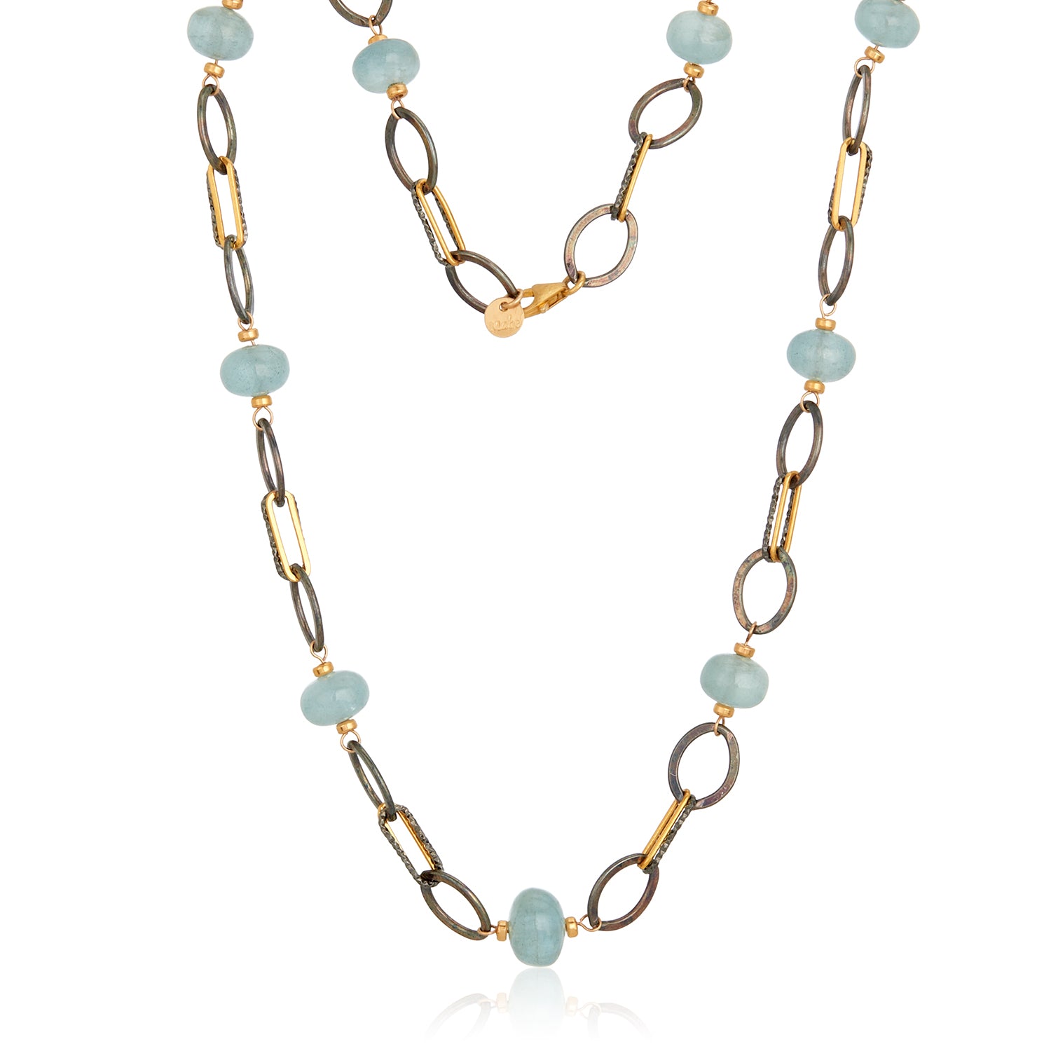 Aquamarine Mixed Metal Necklace