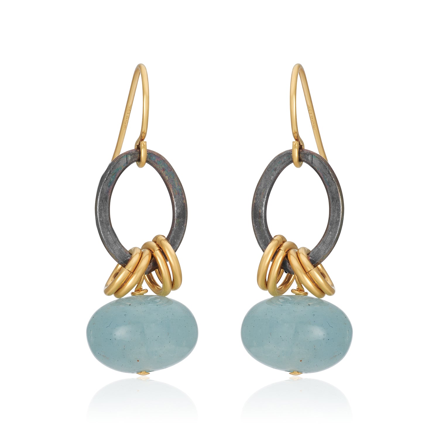 Xian Mixed Metal Earrings - Aqua drop